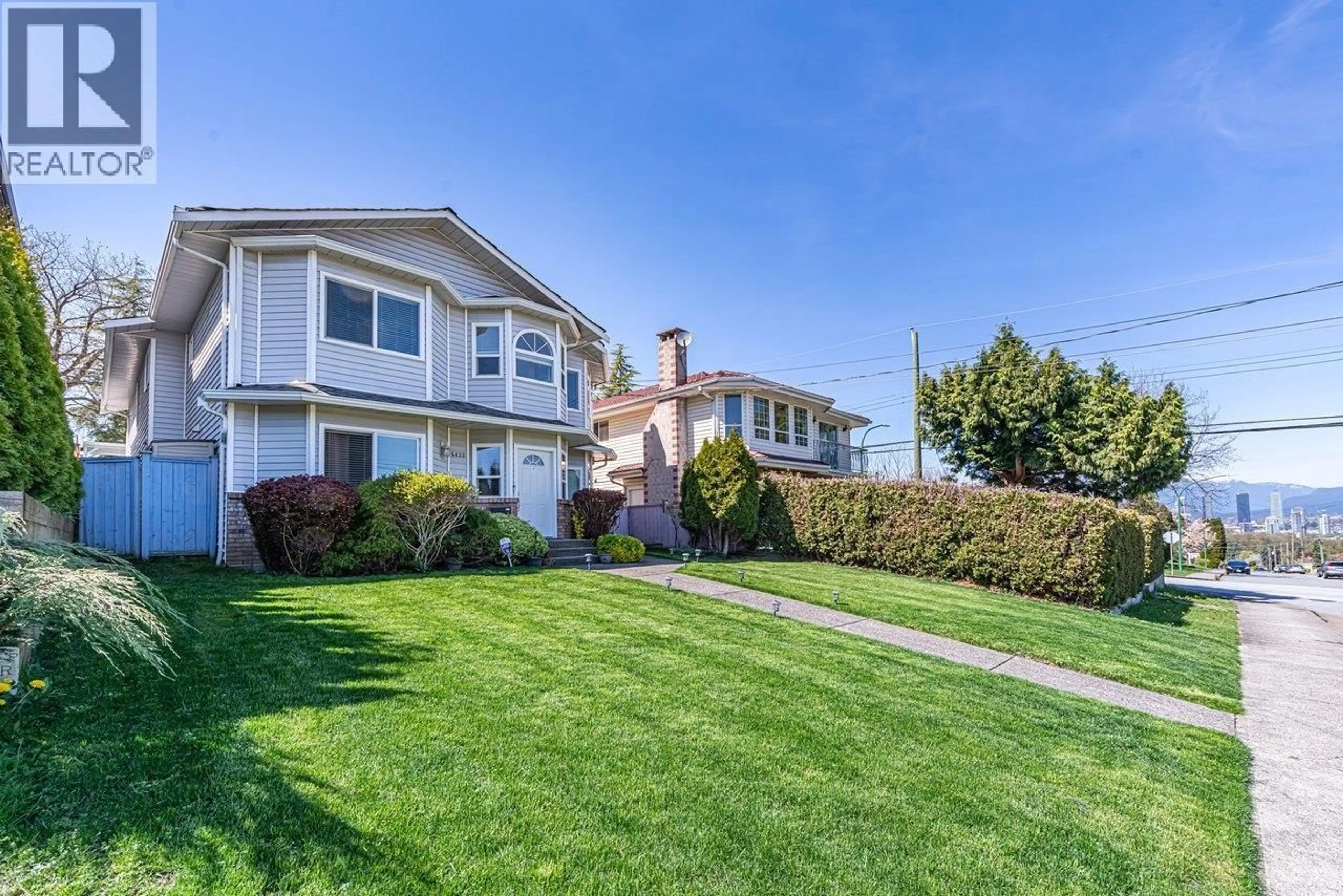 Home with vinyl exterior material, street for 5433 ELSOM AVENUE, Burnaby British Columbia V5H2Z7