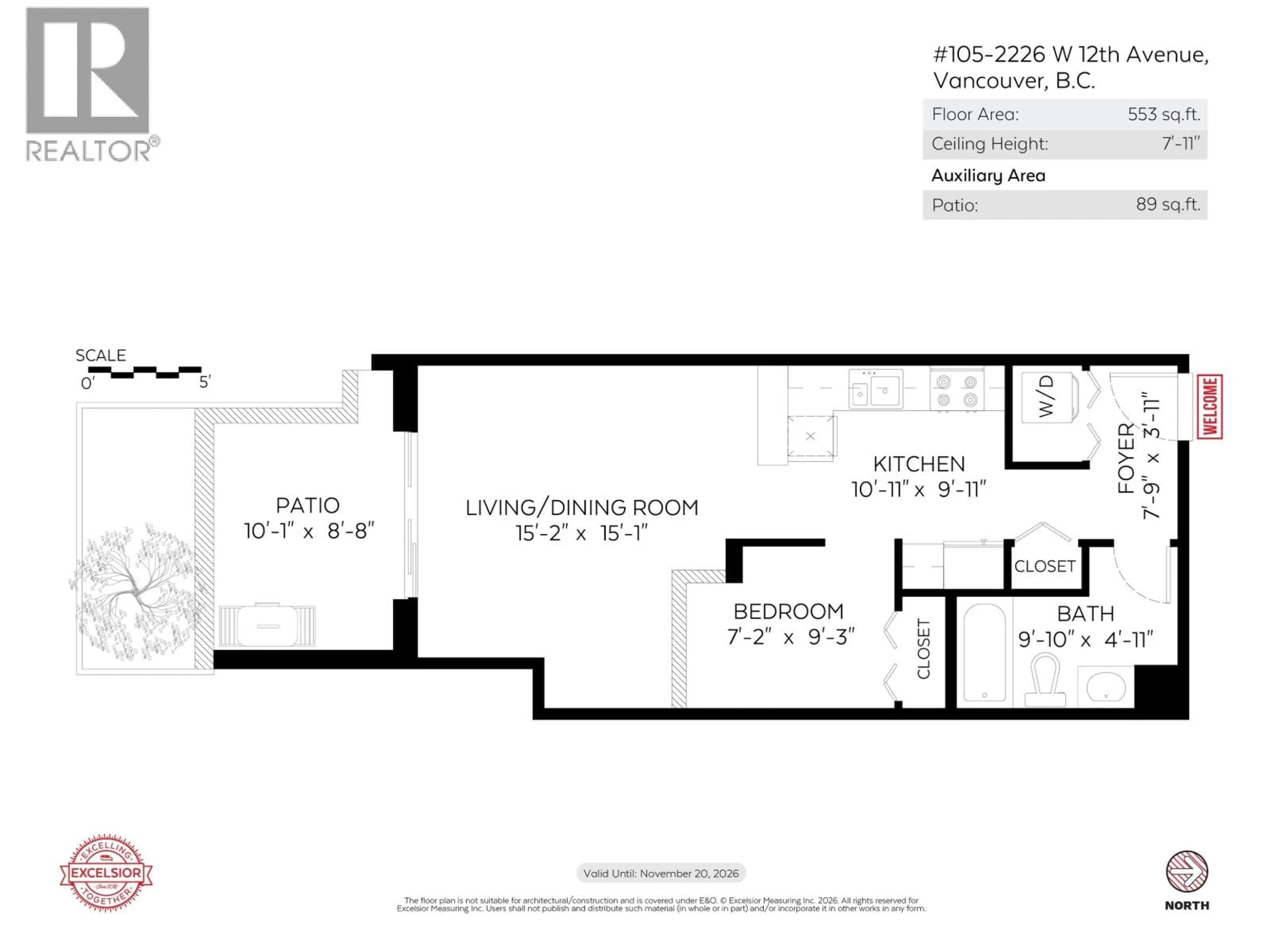 Floor plan for 105 - 2226 12TH AVENUE, Vancouver British Columbia V6K2N5