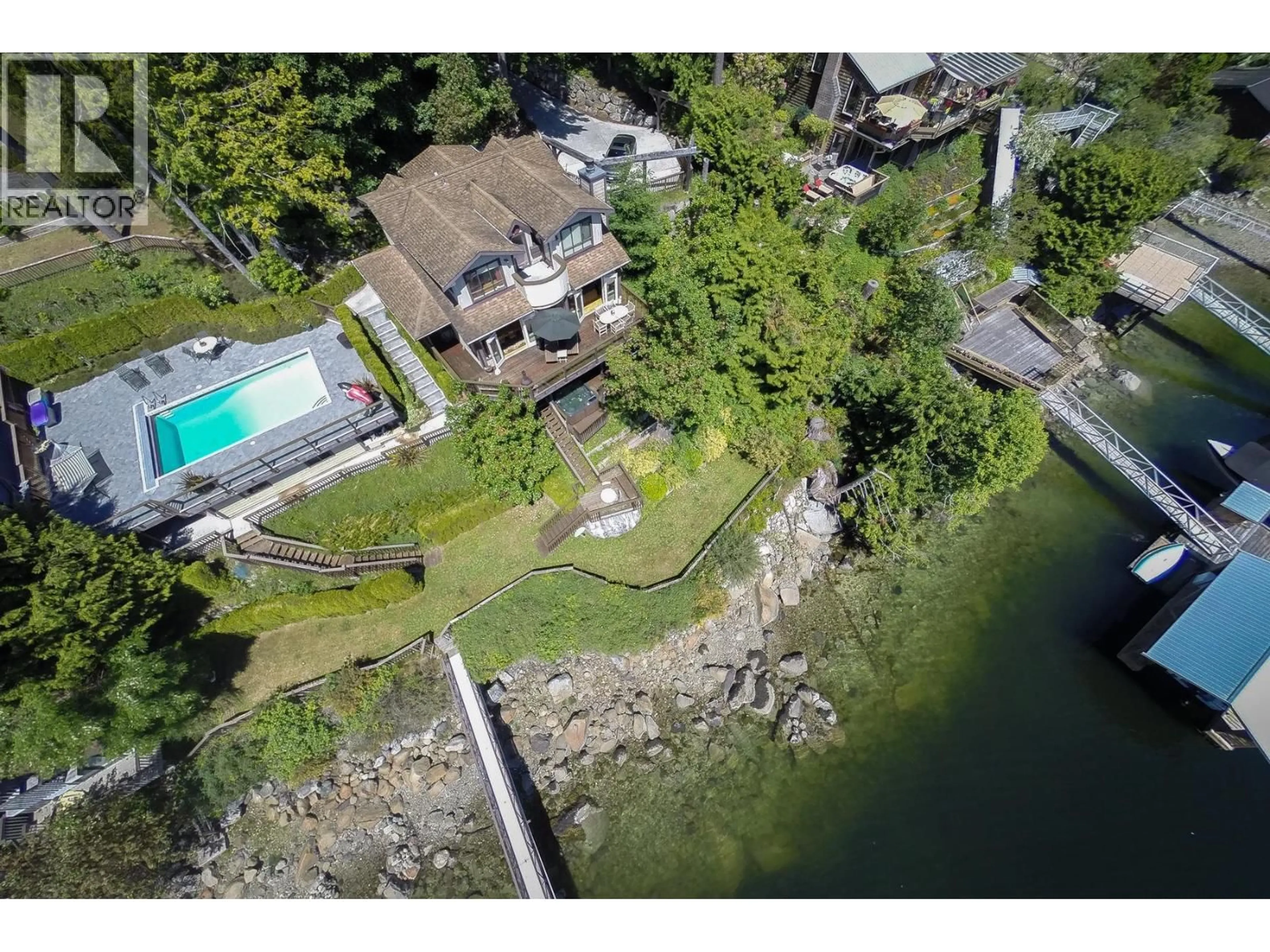 A pic from outside/outdoor area/front of a property/back of a property/a pic from drone, water/lake/river/ocean view for 4836 SINCLAIR BAY ROAD, Pender Harbour British Columbia V0N1S1