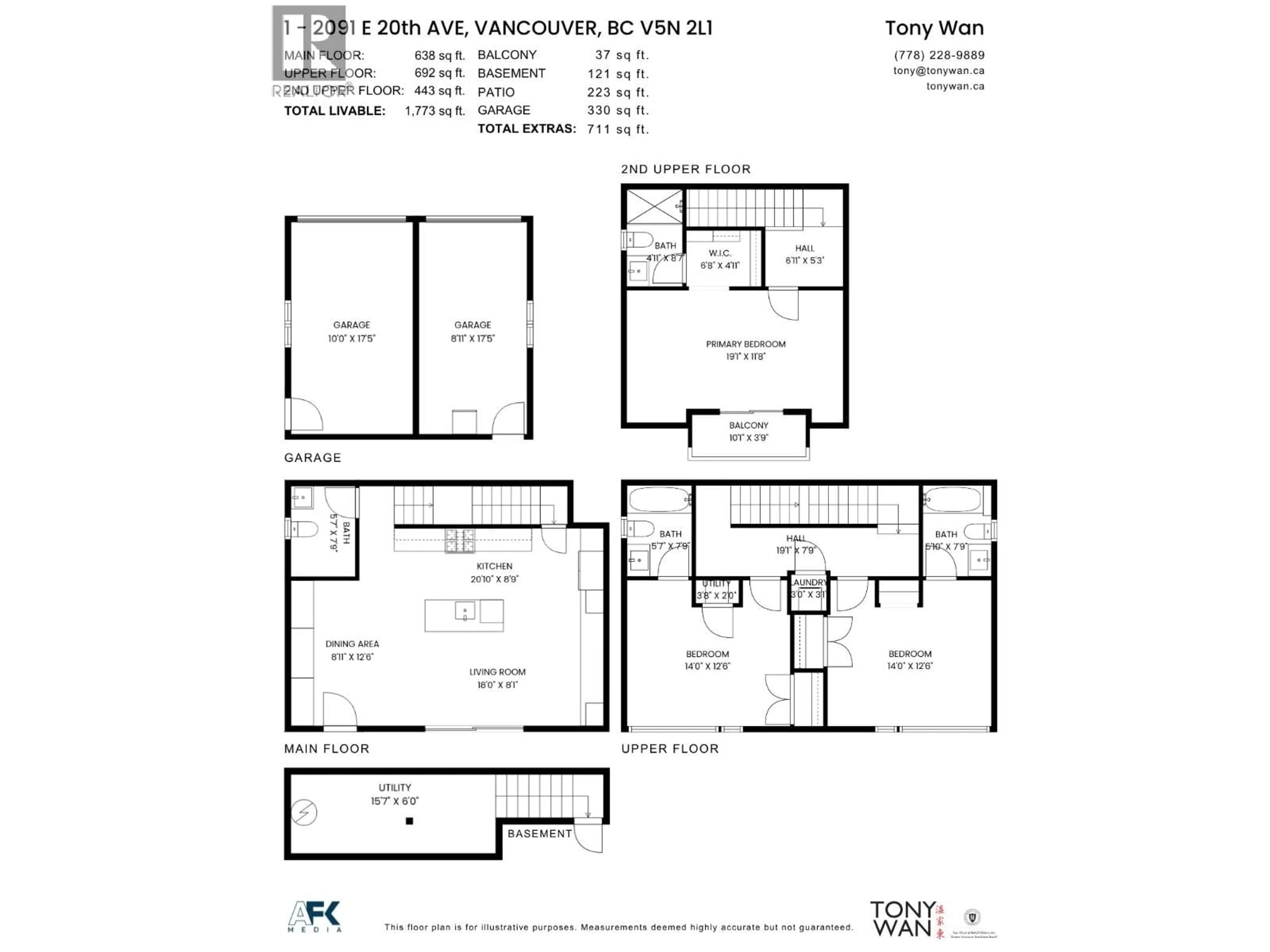 Floor plan for 1 - 2091 20TH AVENUE, Vancouver British Columbia V5N2L1
