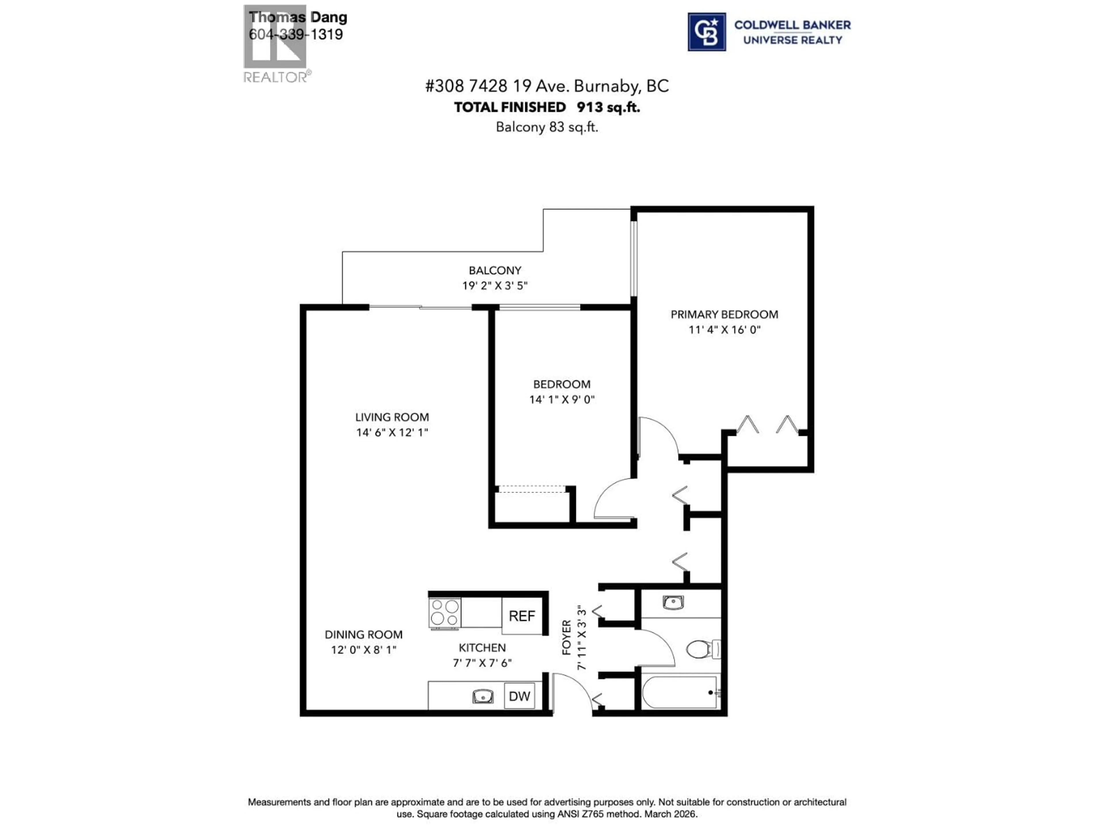 Floor plan for 308 - 7428 19TH AVENUE, Burnaby British Columbia V3N1E1