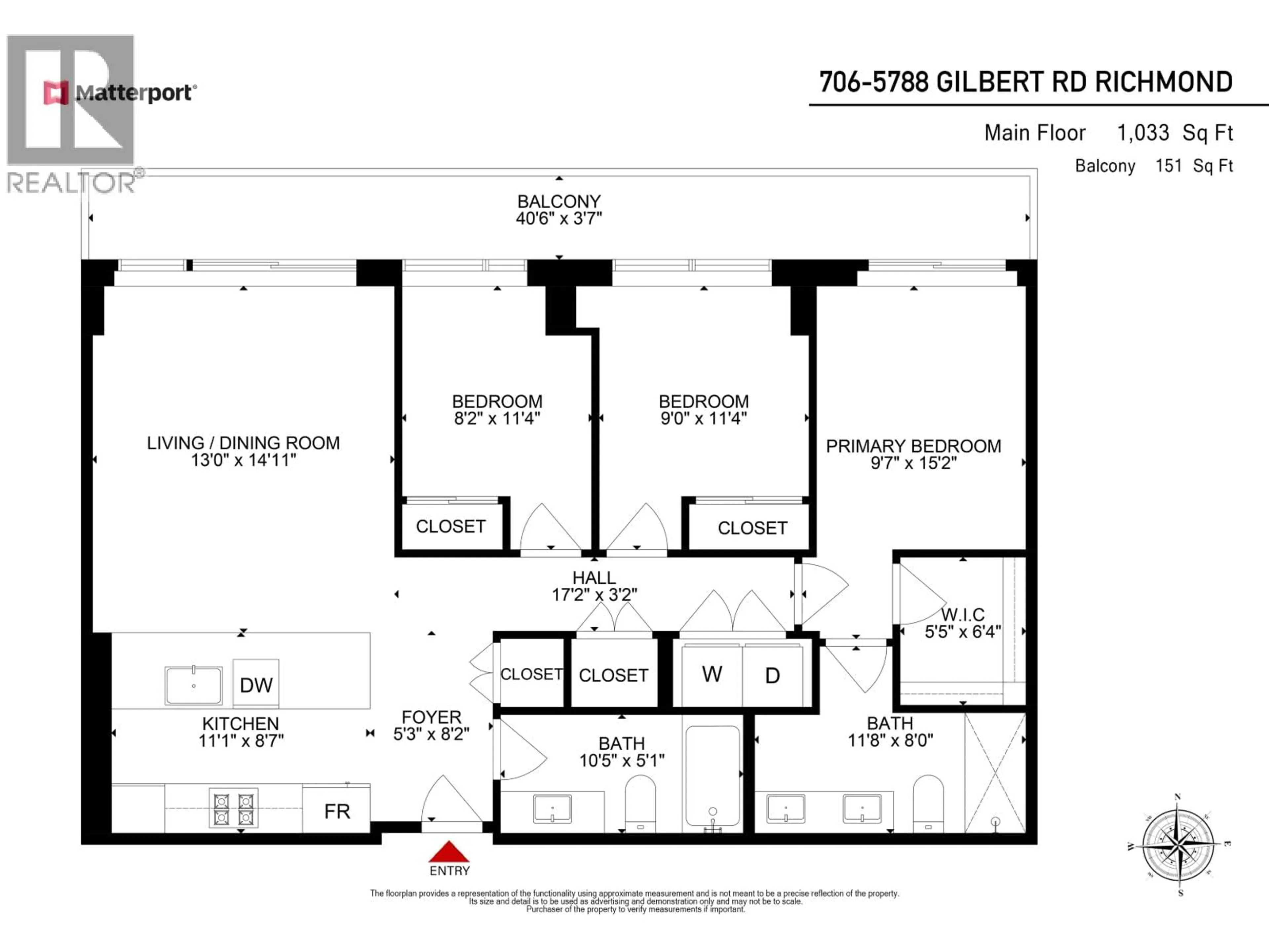 Floor plan for 706 - 5788 GILBERT ROAD, Richmond British Columbia V7C0G1