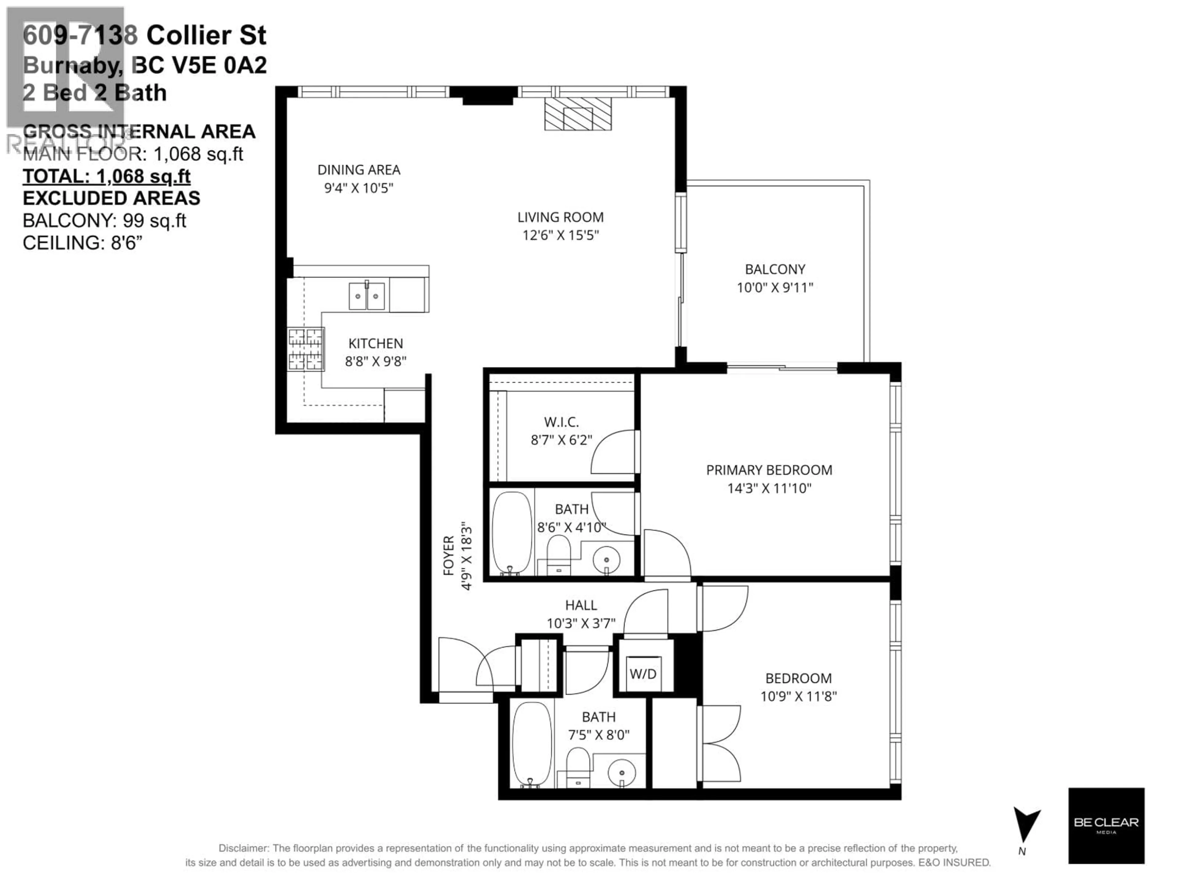 Floor plan for 609 - 7138 COLLIER STREET, Burnaby British Columbia V5E0A2