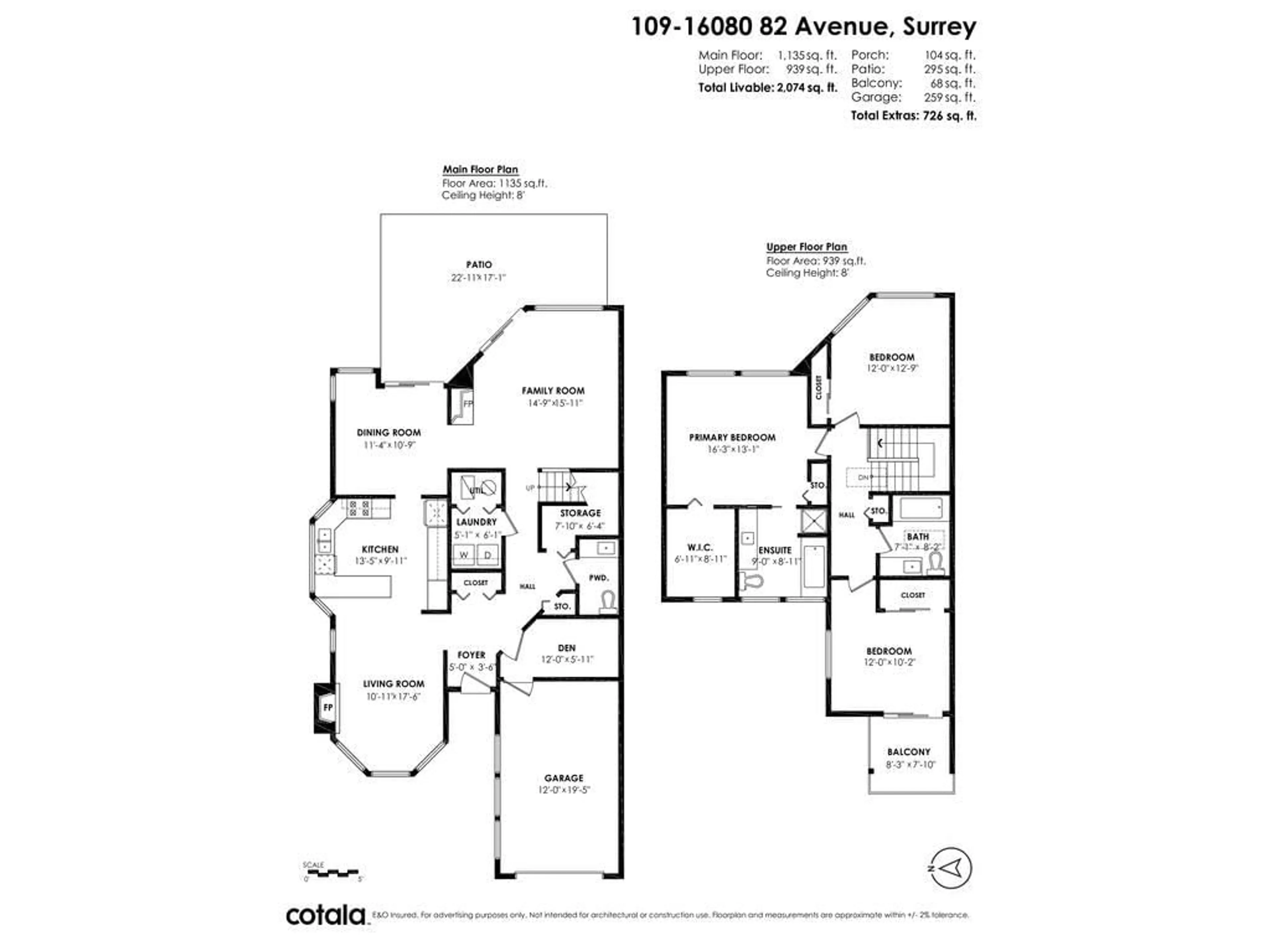Floor plan for 109 - 16080 82 AVENUE, Surrey British Columbia V4N0N6