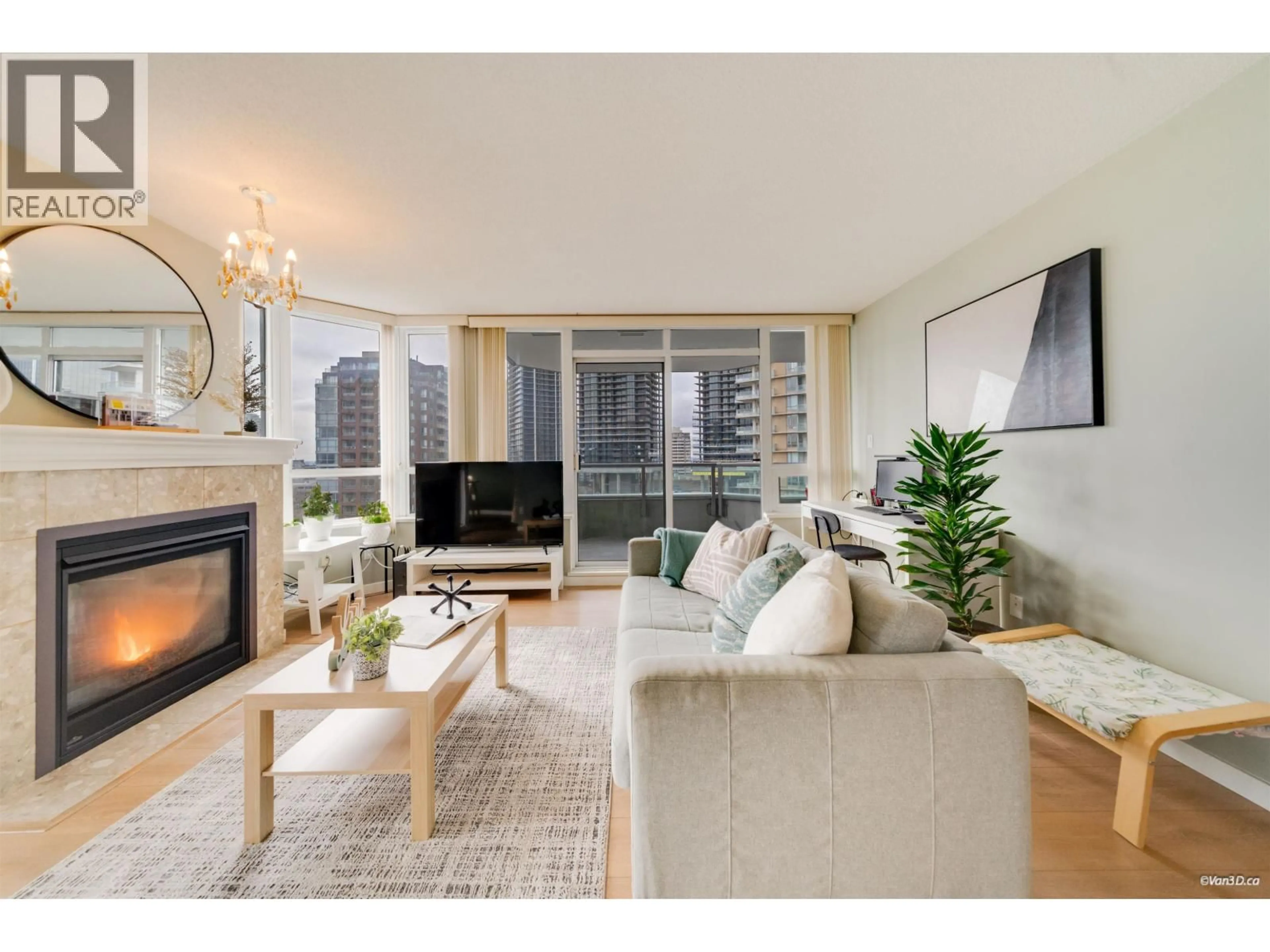 Living room with furniture, wood/laminate floor for 1320 - 4825 HAZEL STREET, Burnaby British Columbia V5H4N4