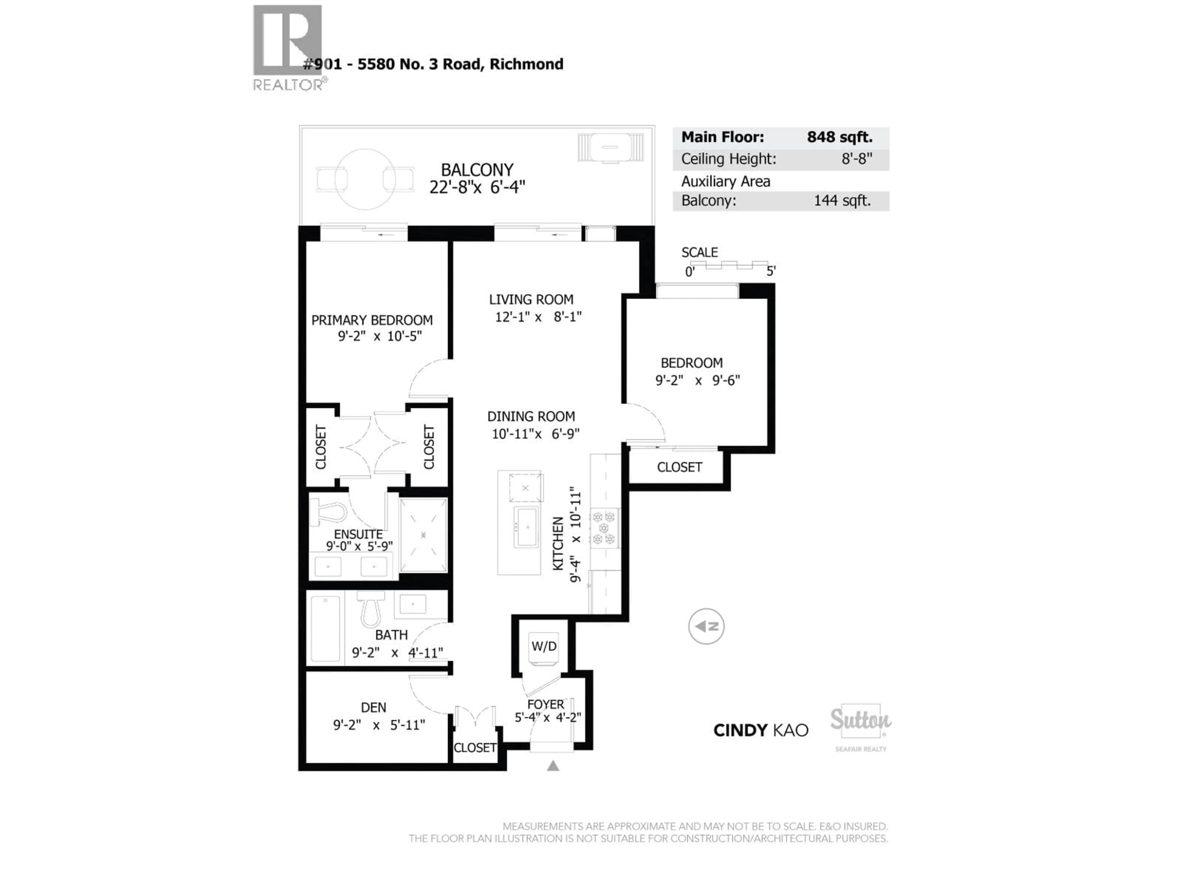 Floor plan for 901 - 5580 NO. 3 ROAD, Richmond British Columbia V6X0R8