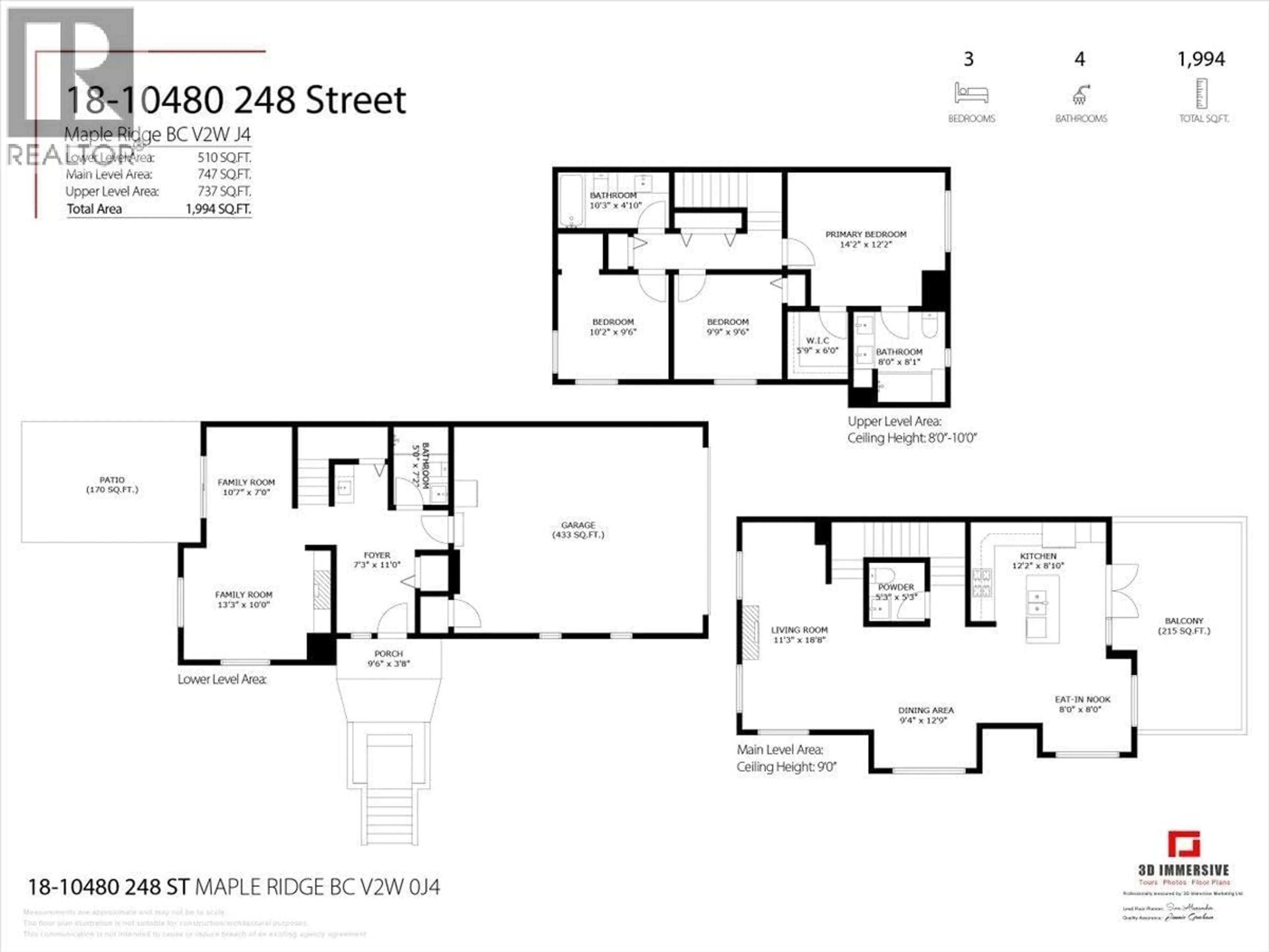 Floor plan for 18 - 10480 248 STREET, Maple Ridge British Columbia V2W0J4