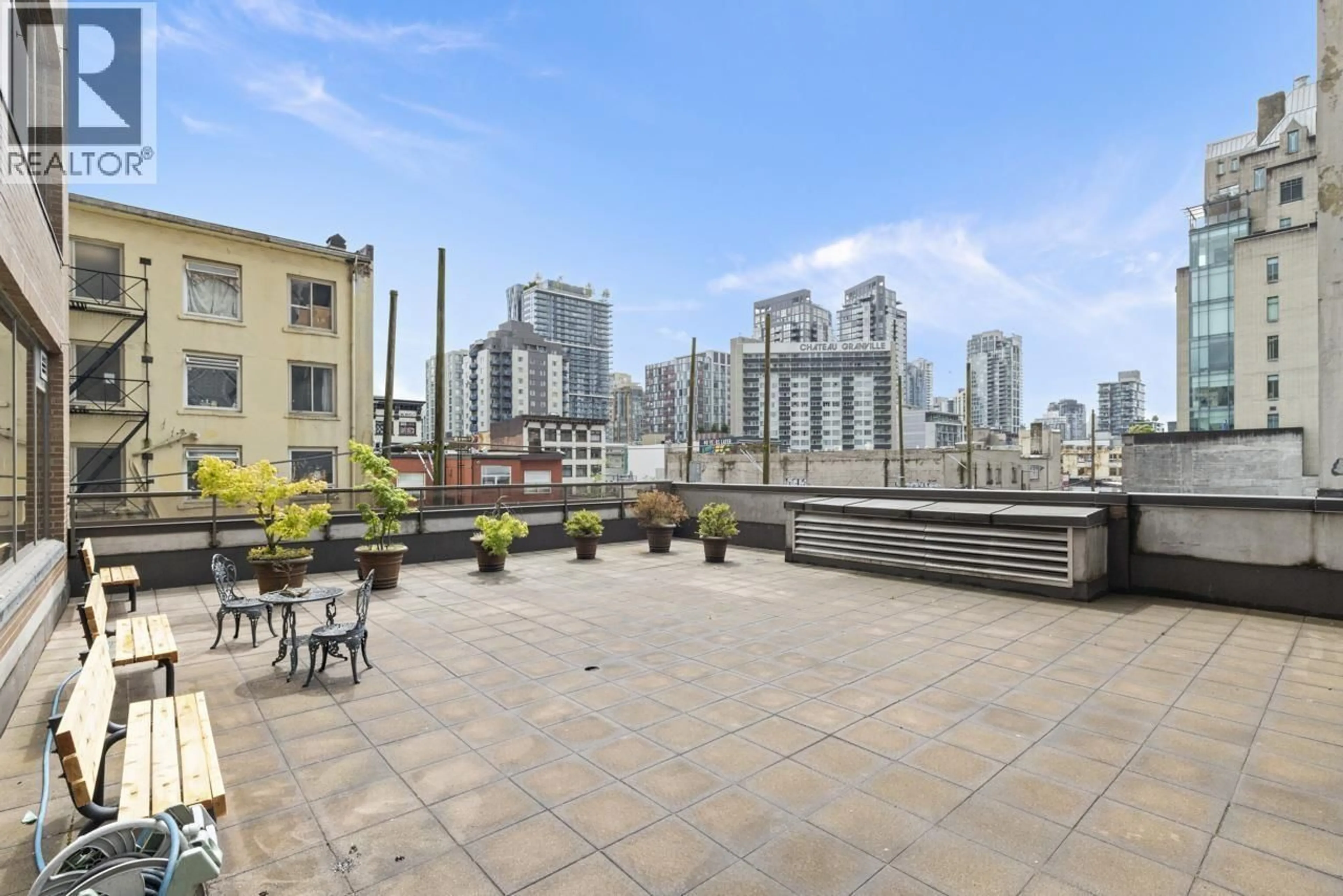 Patio, city buildings view from balcony for 909 - 1010 HOWE STREET, Vancouver British Columbia V6Z1P5