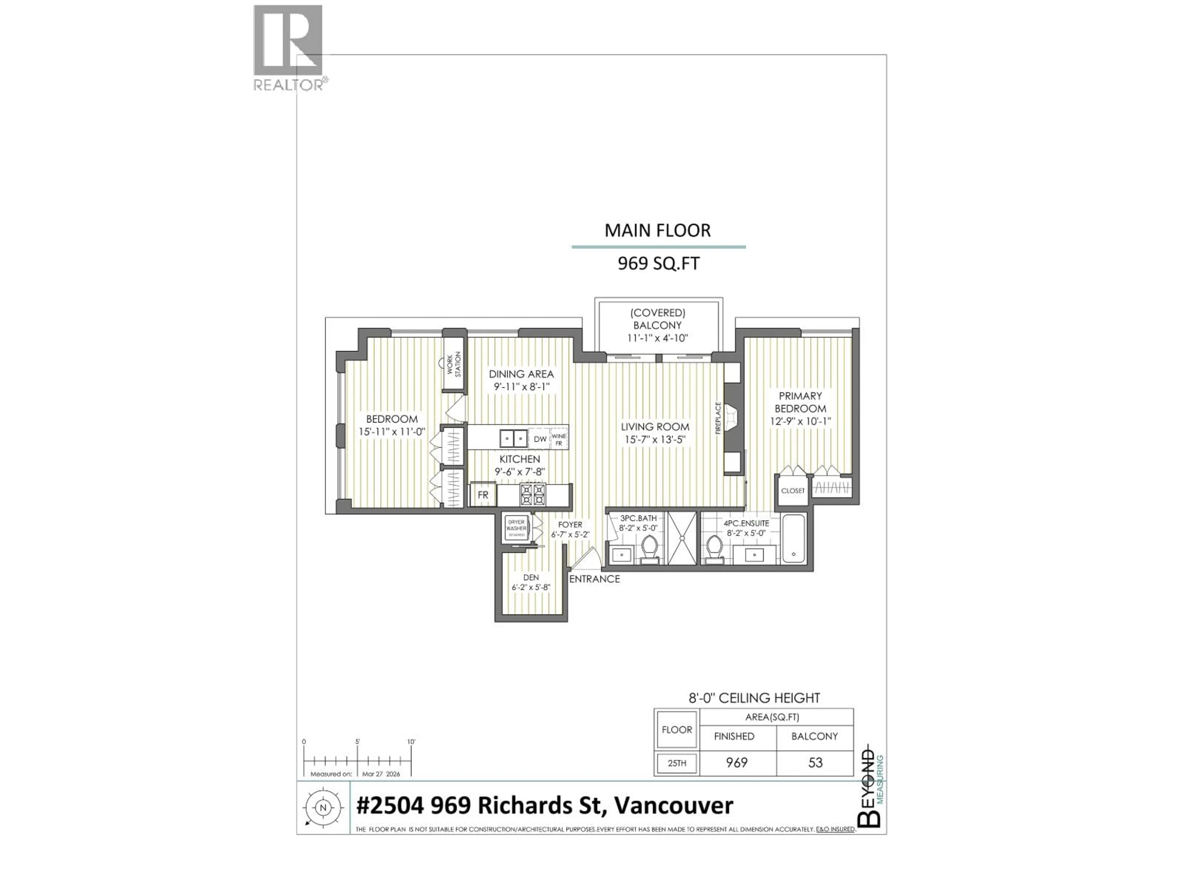 Floor plan for 2504 - 969 RICHARDS STREET, Vancouver British Columbia V6B1A8