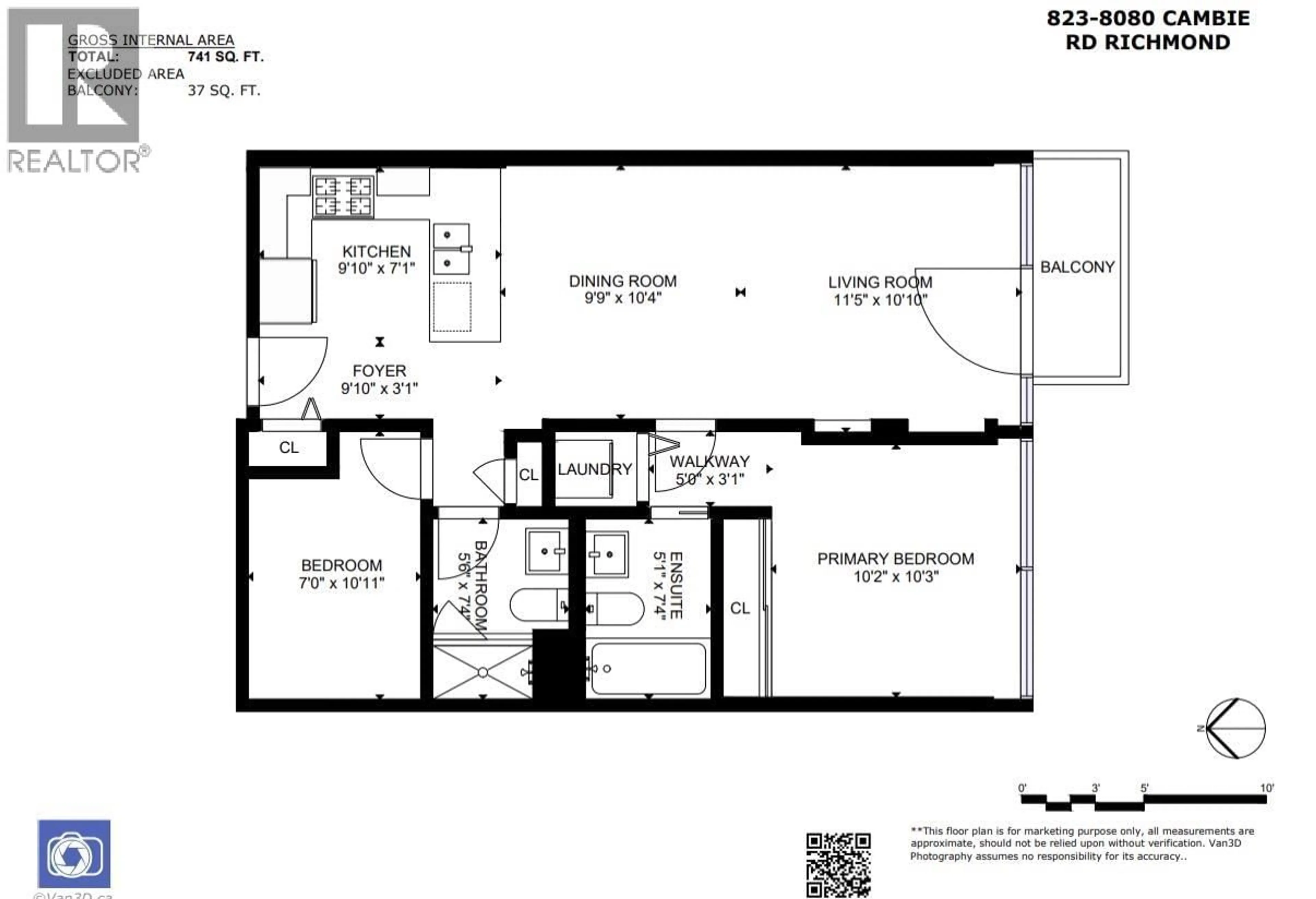 Floor plan for 823 - 8080 CAMBIE ROAD, Richmond British Columbia V6X0C1