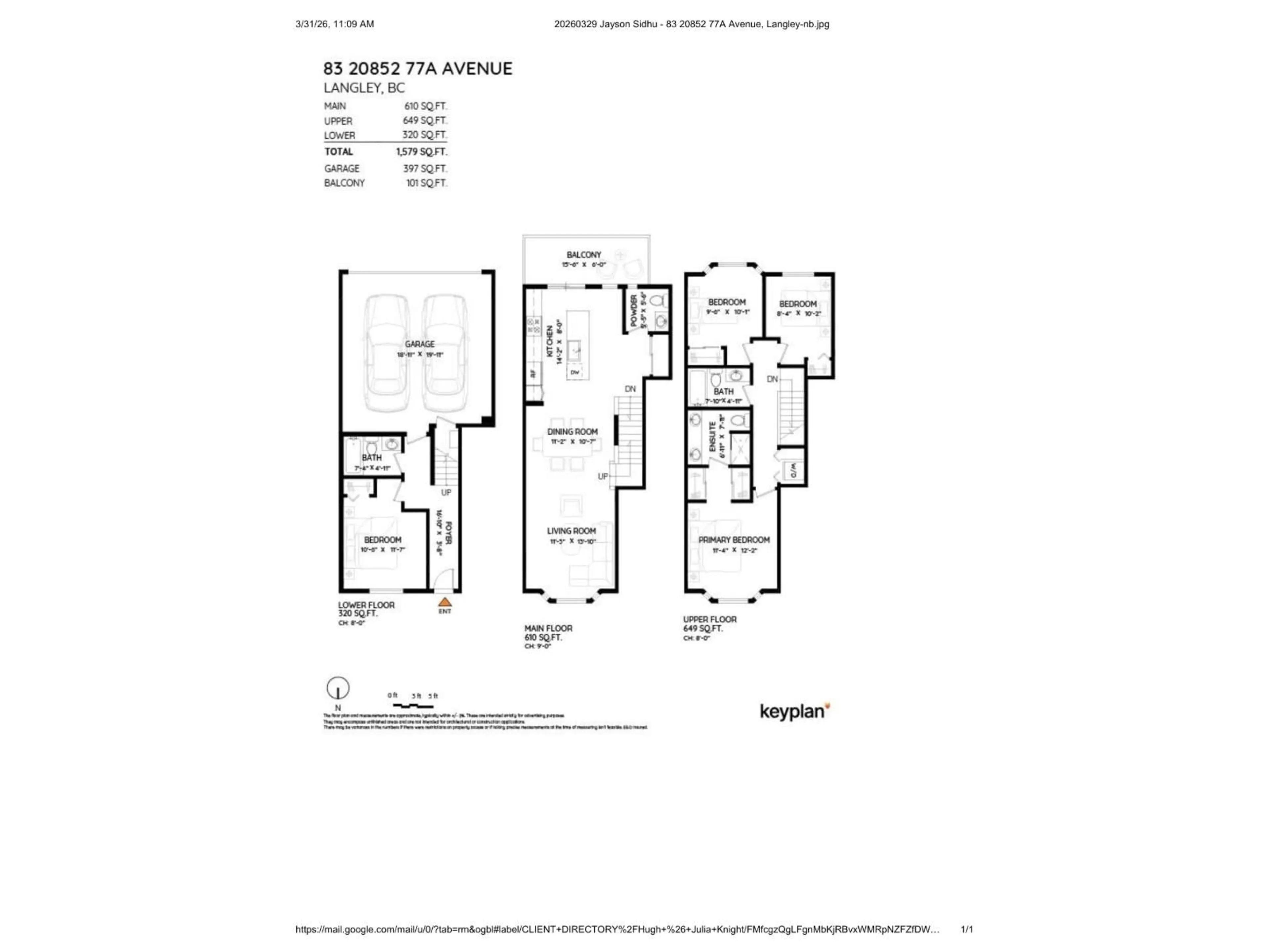 Floor plan for 83 - 20852 77A AVENUE, Langley British Columbia V2Y0R8