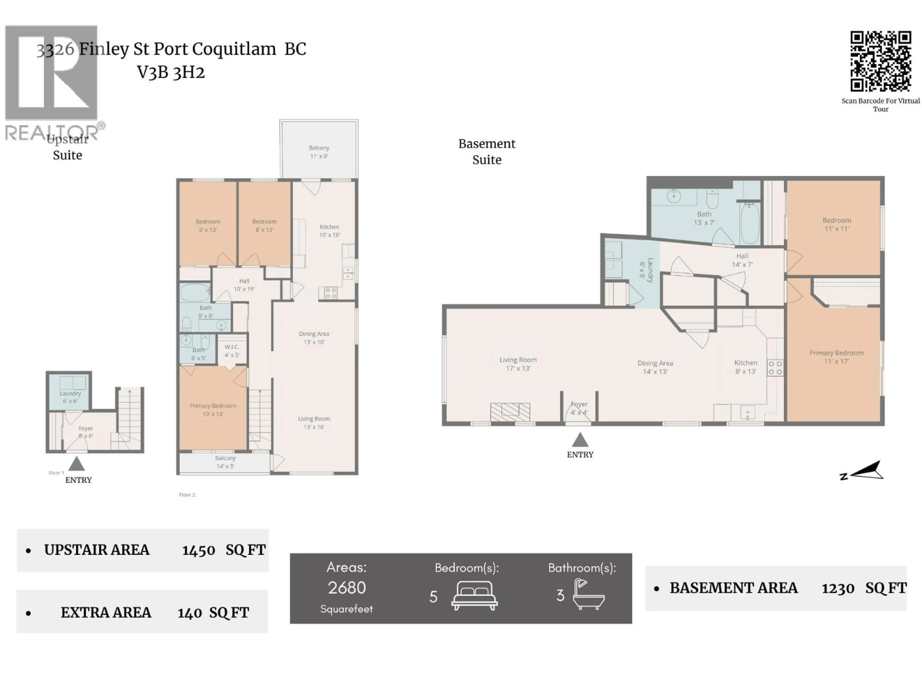 Floor plan for 3326 - 3330 FINLEY STREET, Port Coquitlam British Columbia V3B3H2