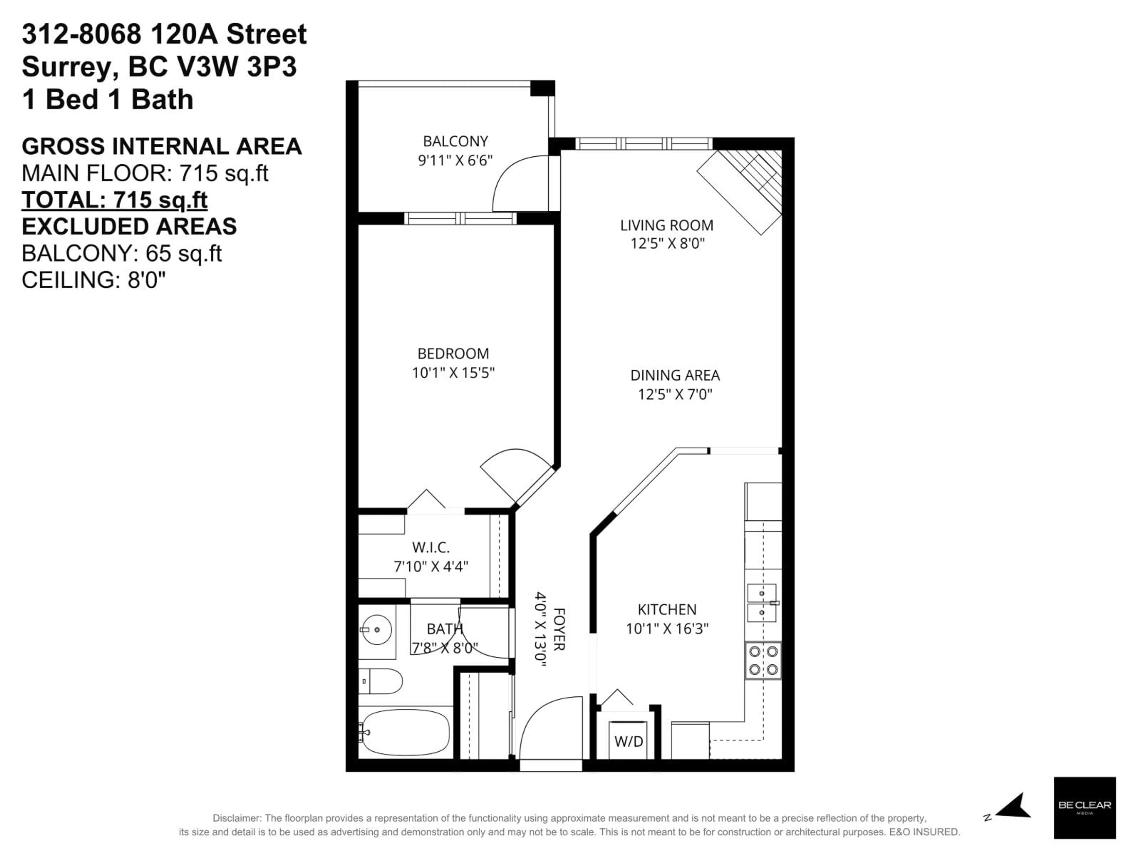 Floor plan for 312 - 8068 120A STREET, Surrey British Columbia V3W3P3