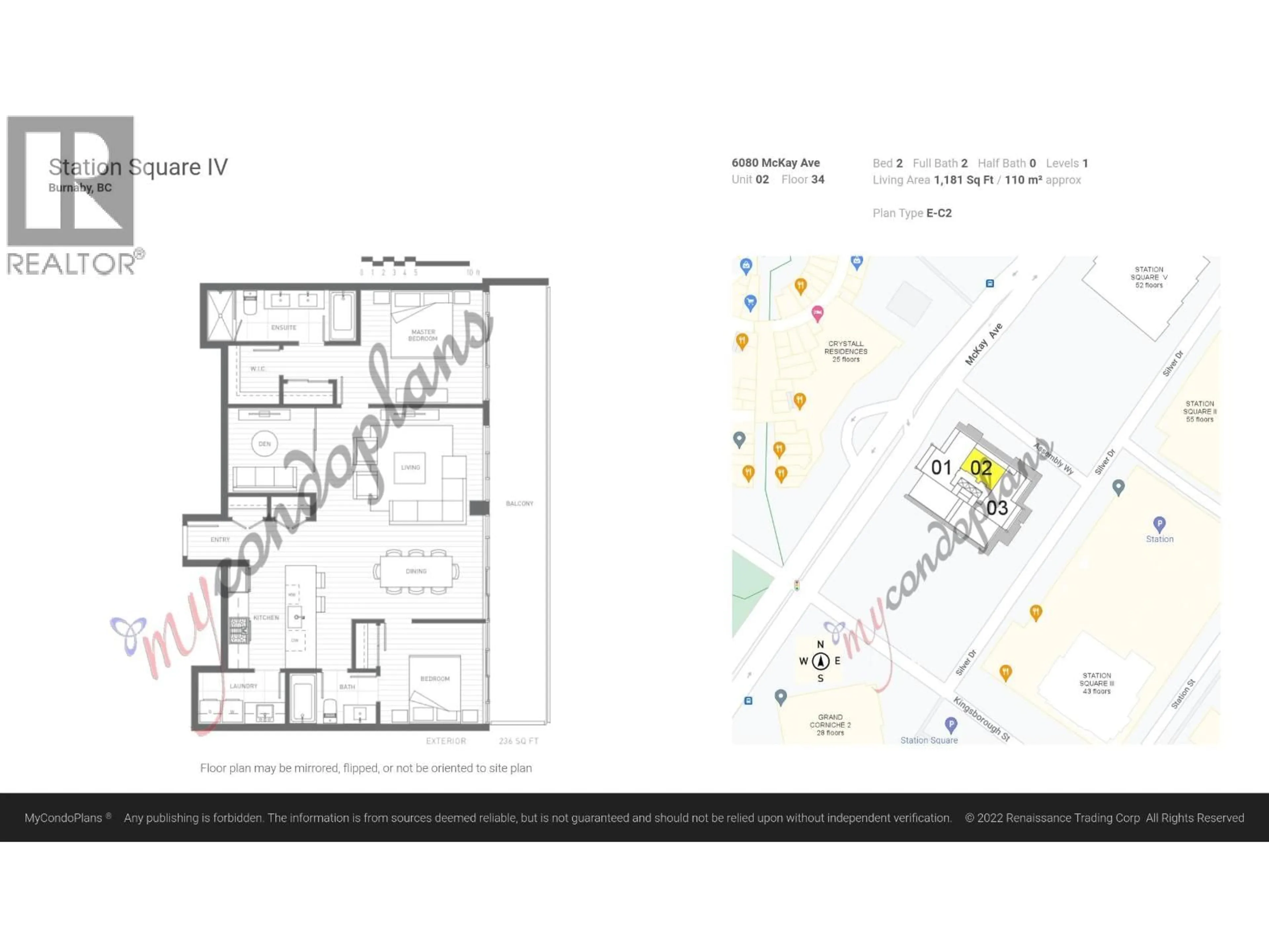 Floor plan for 3402 - 6080 MCKAY AVENUE, Burnaby British Columbia V5H0J4