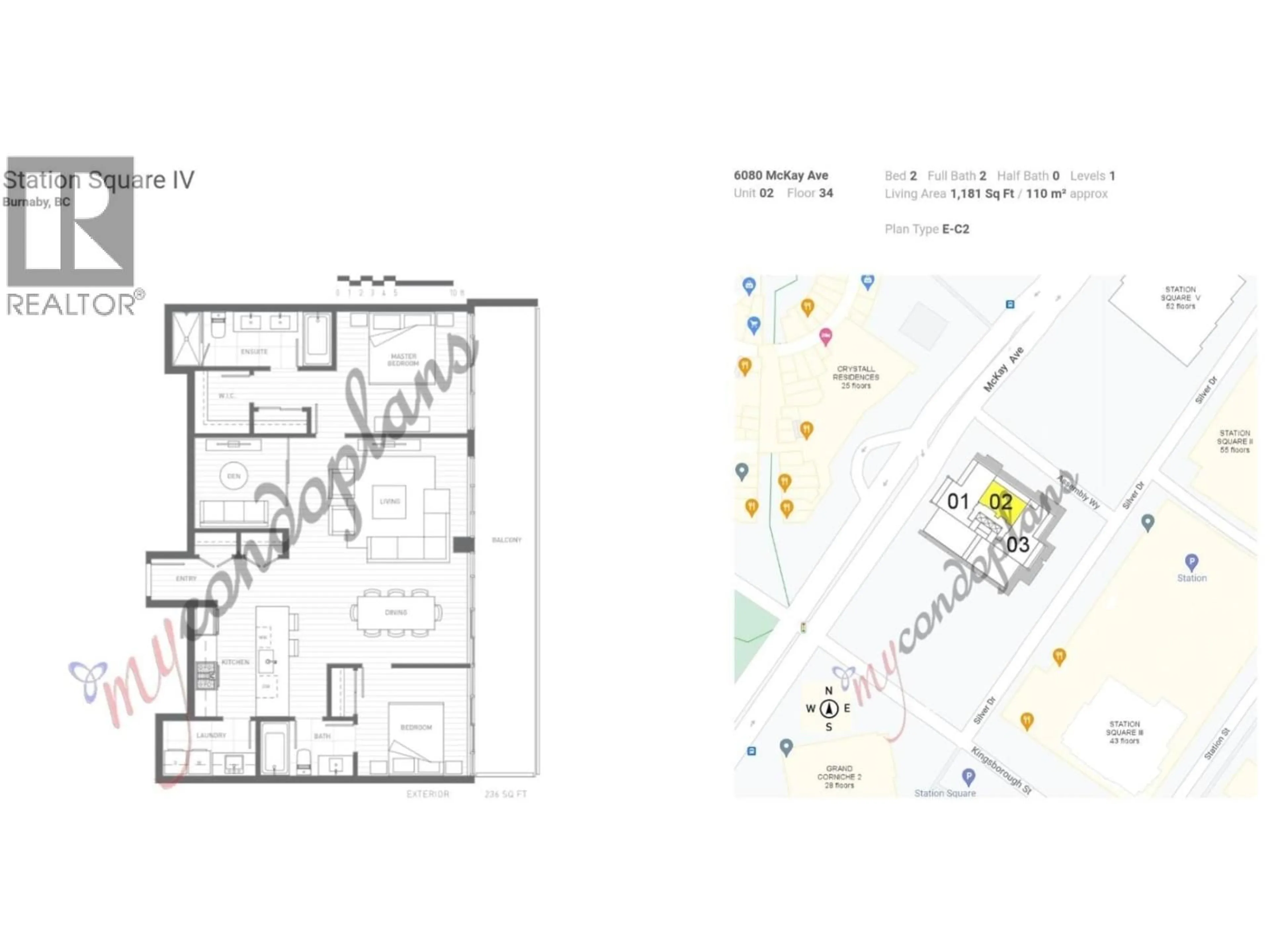 Floor plan for 3402 - 6080 MCKAY AVENUE, Burnaby British Columbia V5H0J4