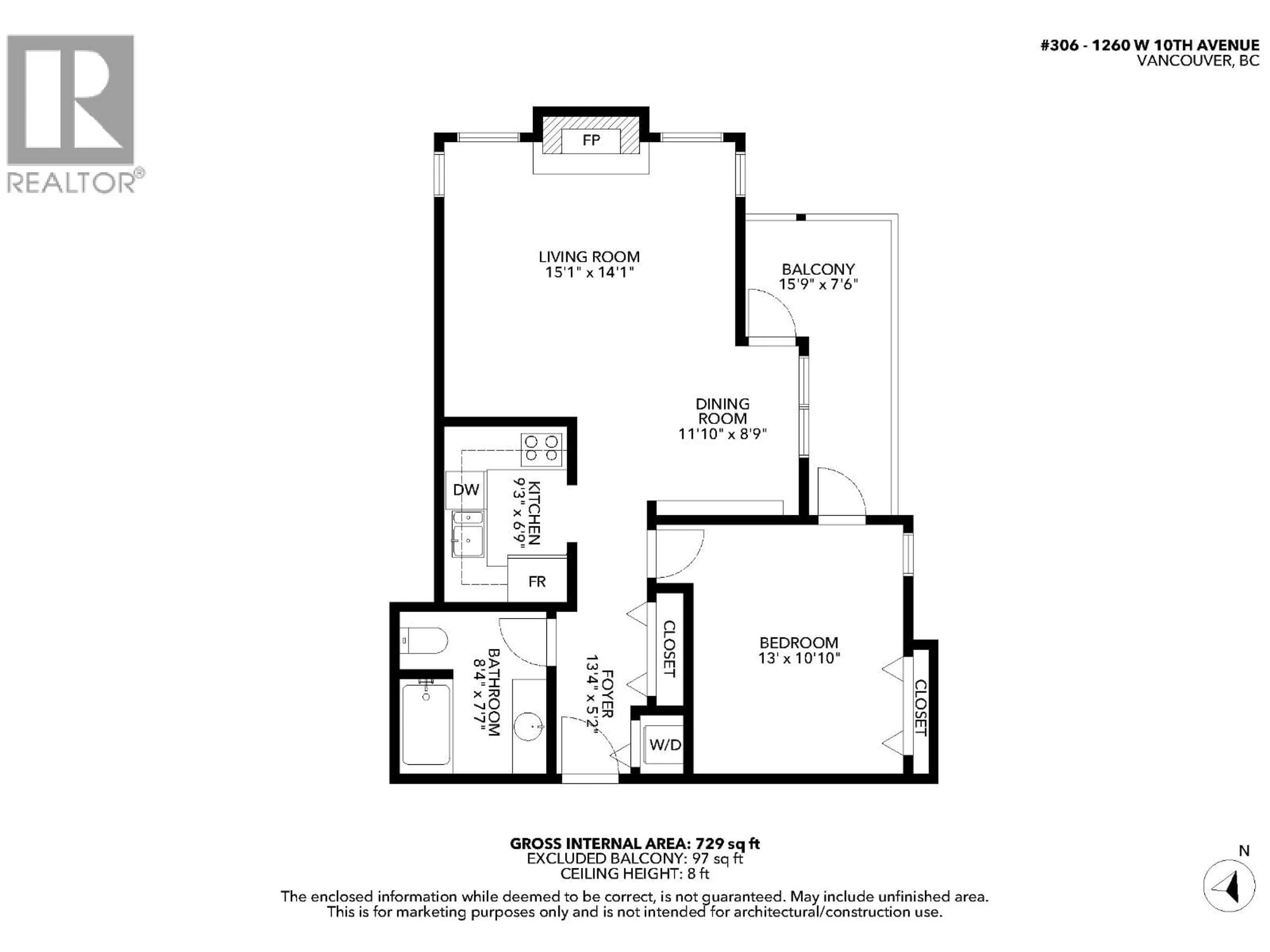 Floor plan for 306 - 1260 10TH AVENUE, Vancouver British Columbia V6H1J3