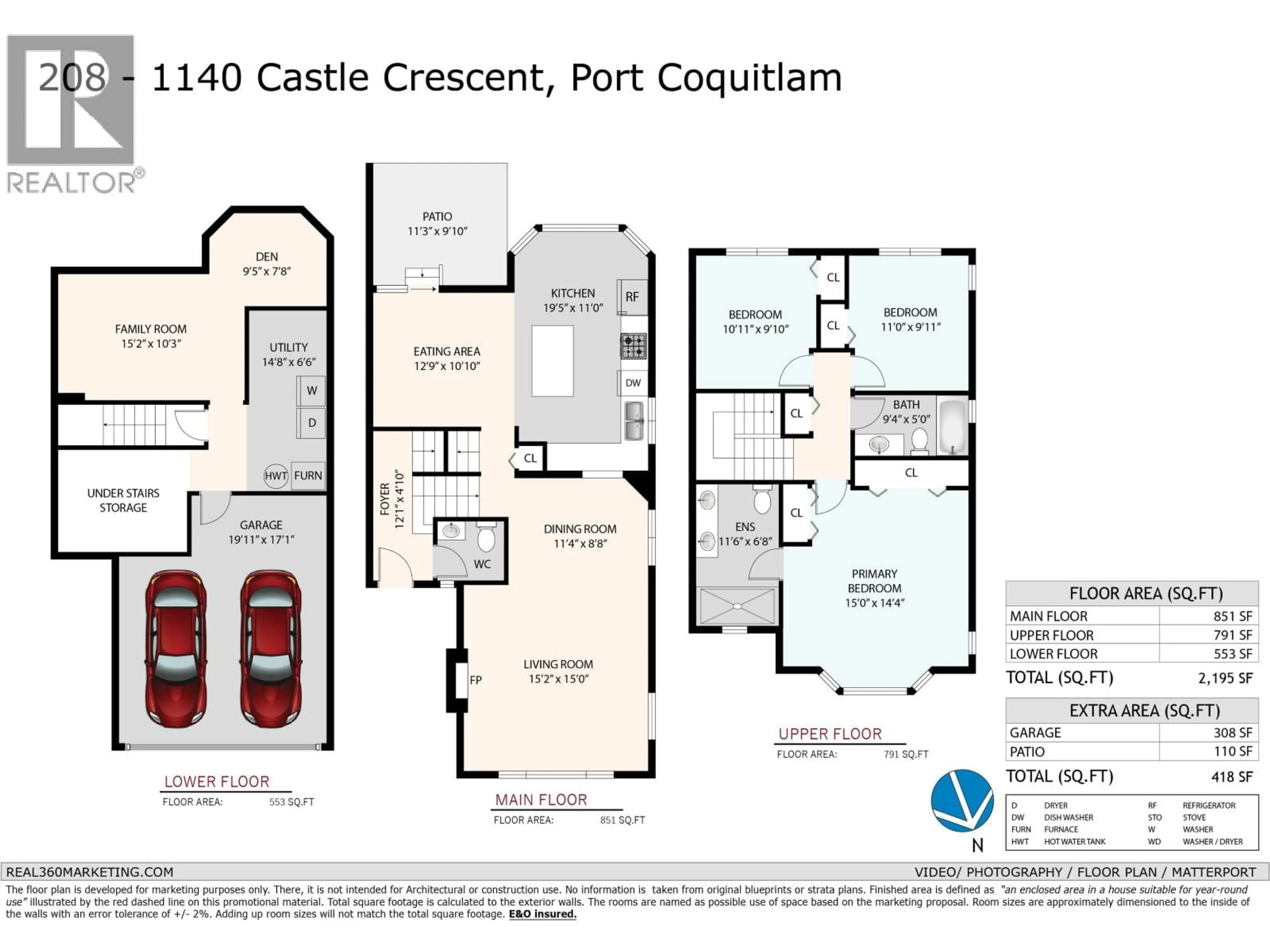 Floor plan for 208 - 1140 CASTLE CRESCENT, Port Coquitlam British Columbia V3C5R6