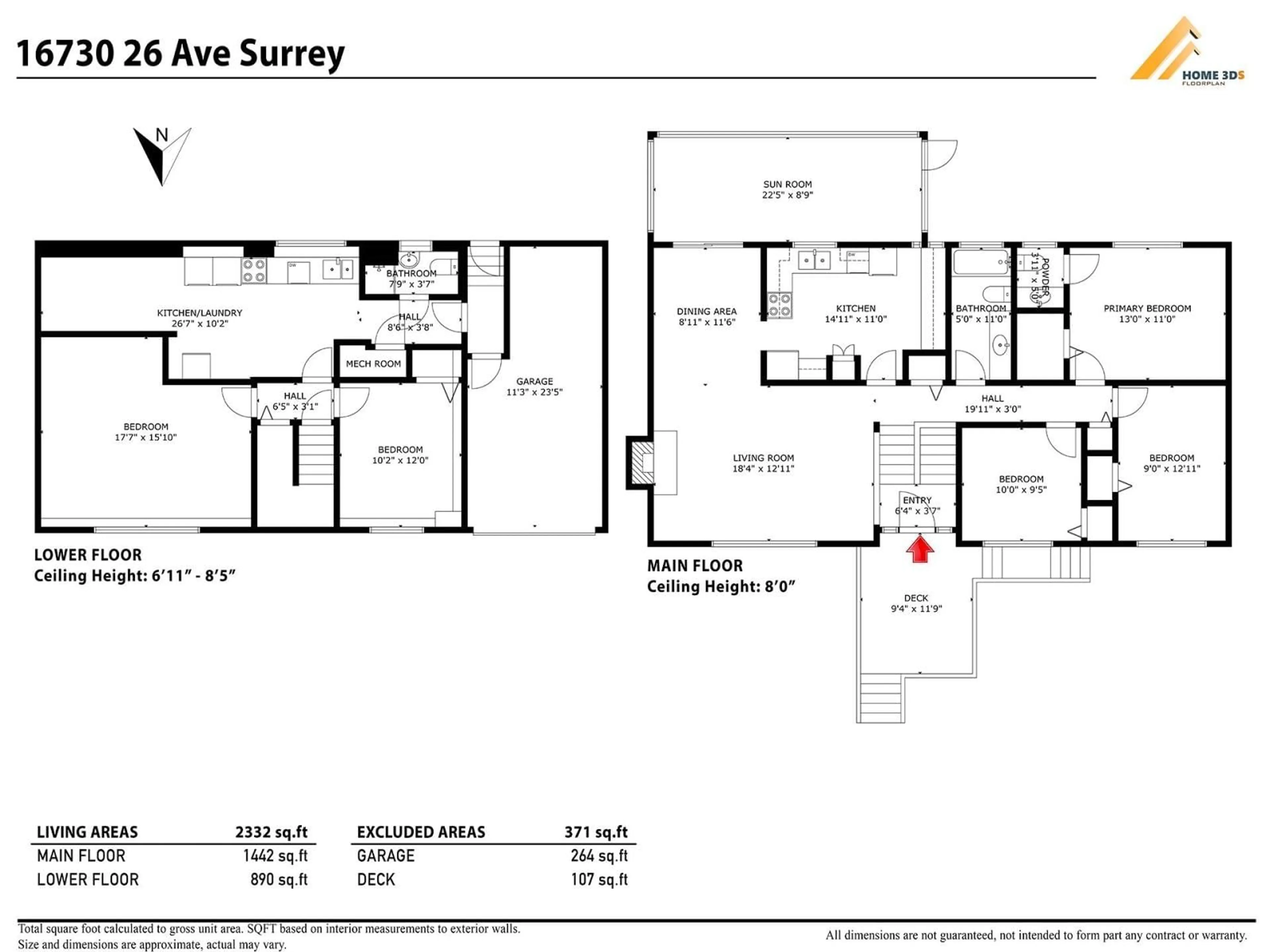 Floor plan for 16730 26 AVENUE, Surrey British Columbia V3Z0B2