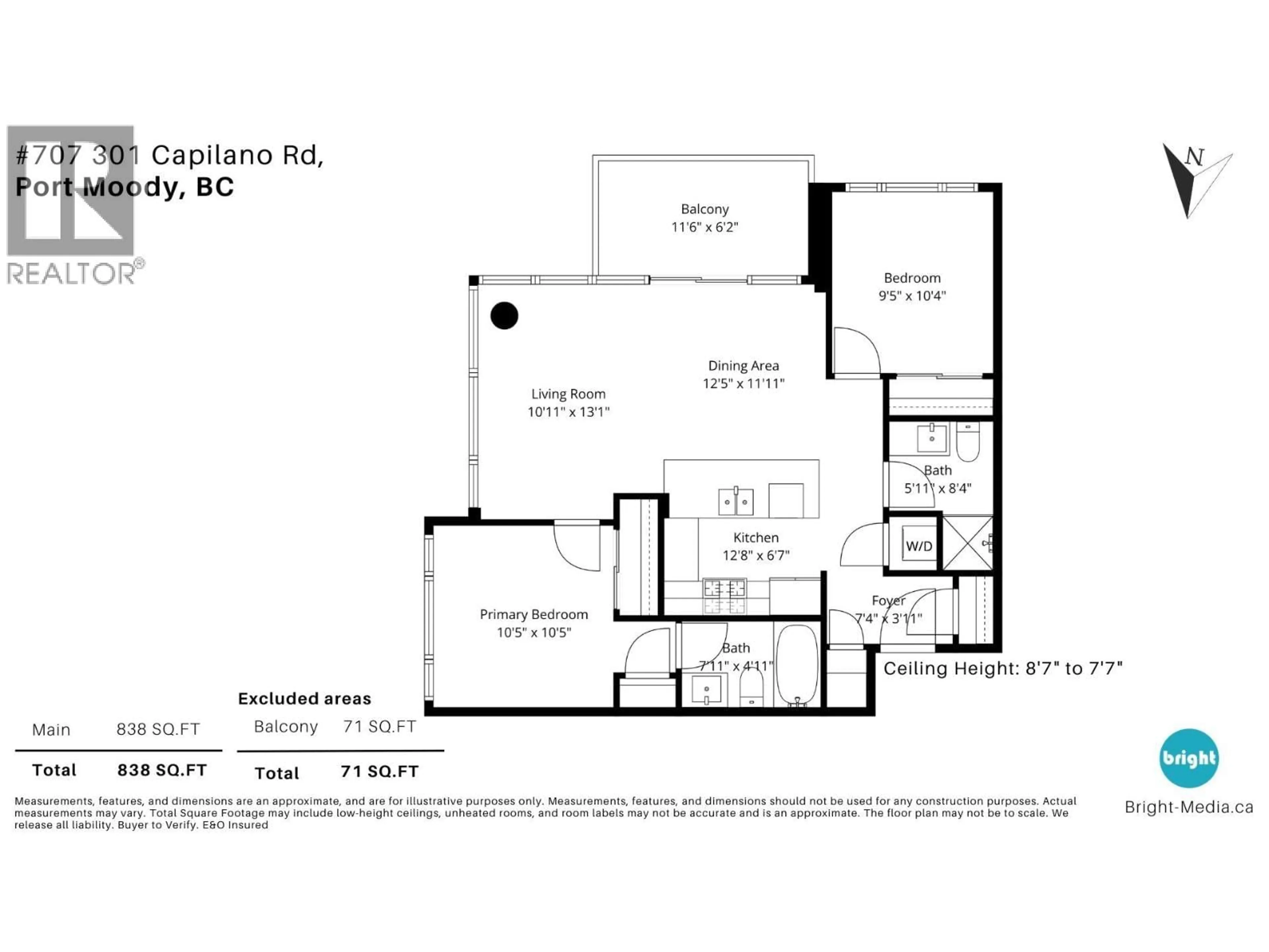 Floor plan for 707 - 301 CAPILANO ROAD, Port Moody British Columbia V3H0G6