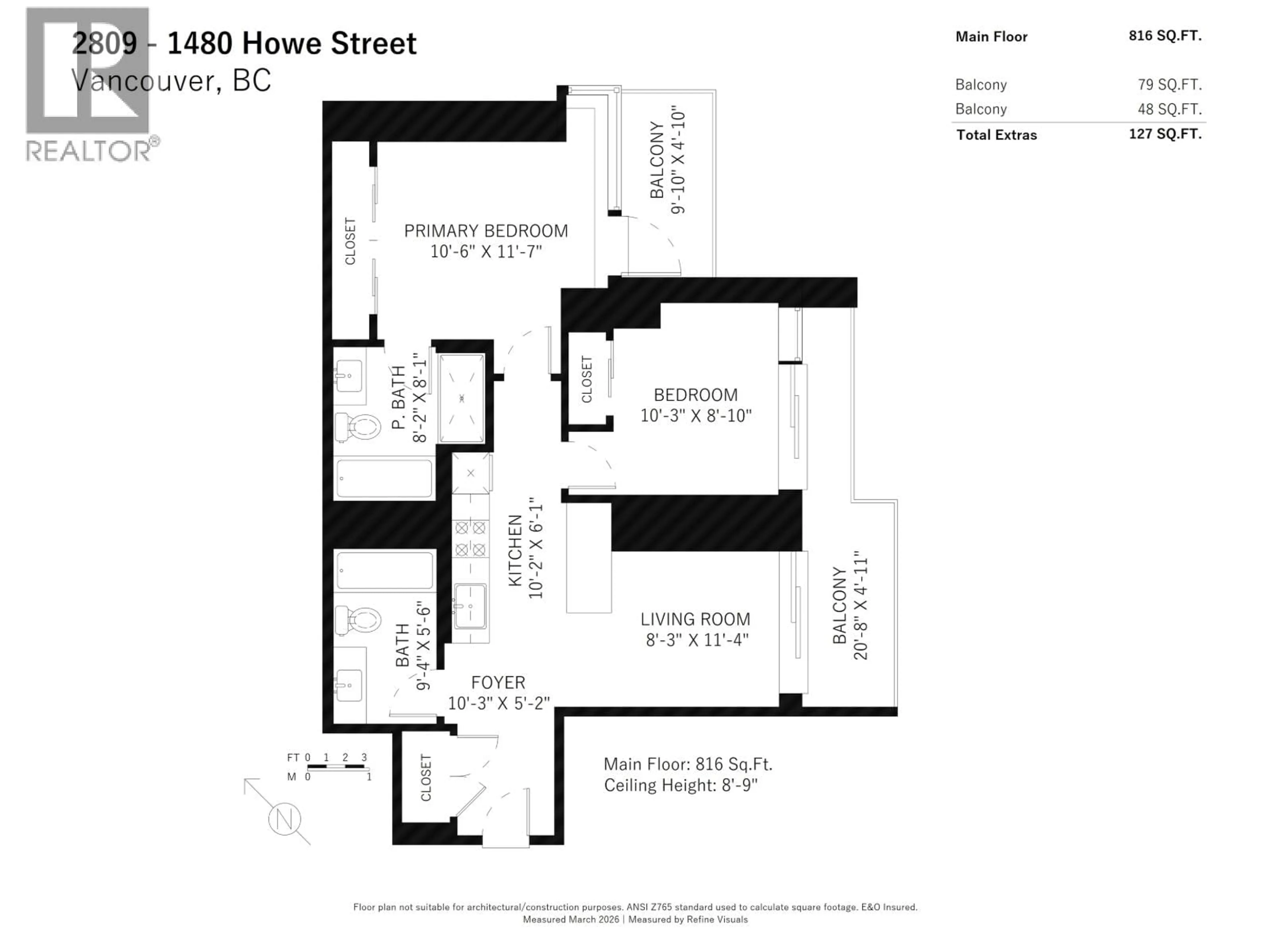 Floor plan for 2809 - 1480 HOWE STREET, Vancouver British Columbia V6Z0G5