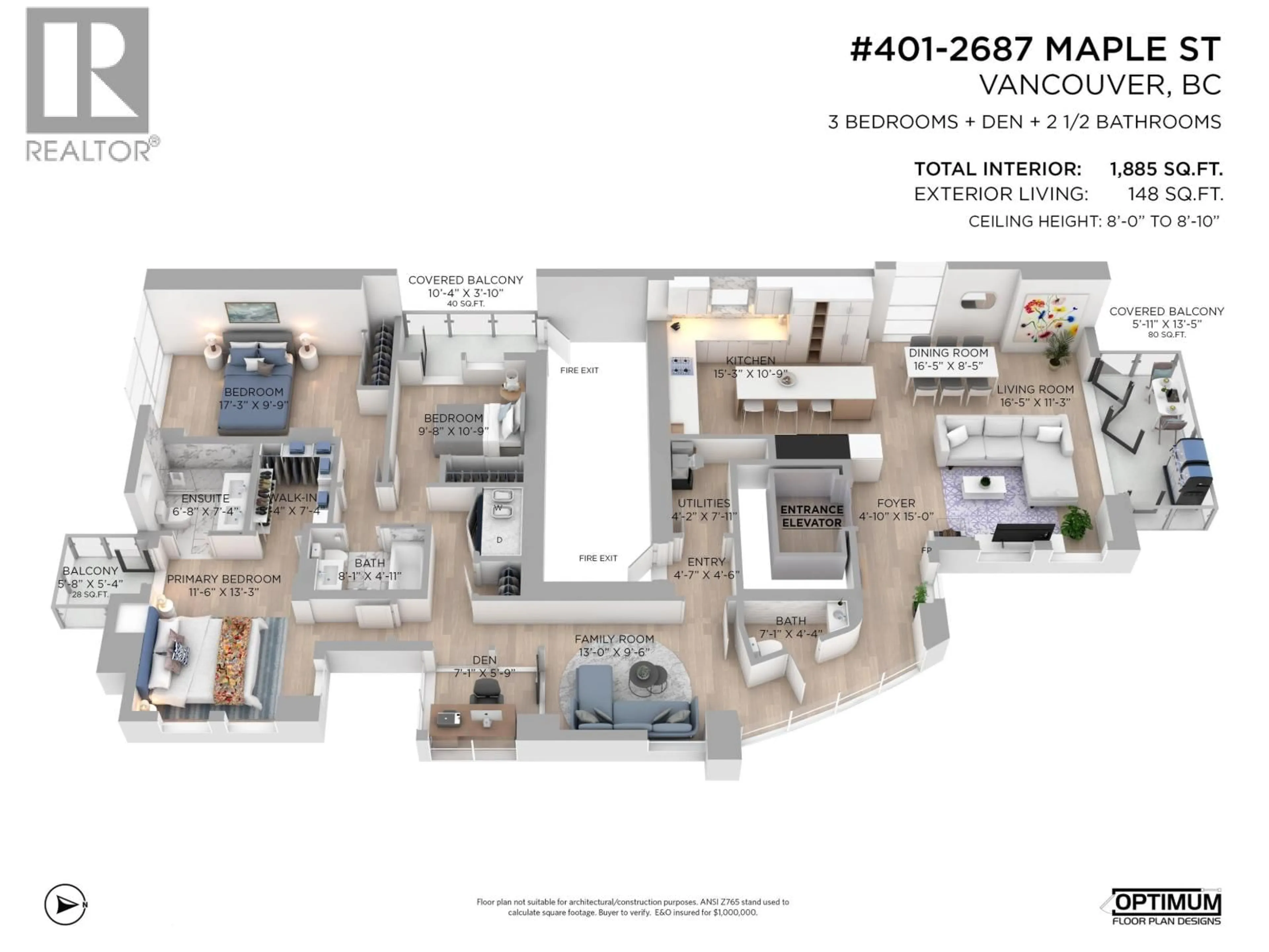 Floor plan for 401 - 2687 MAPLE STREET, Vancouver British Columbia V6J3T7