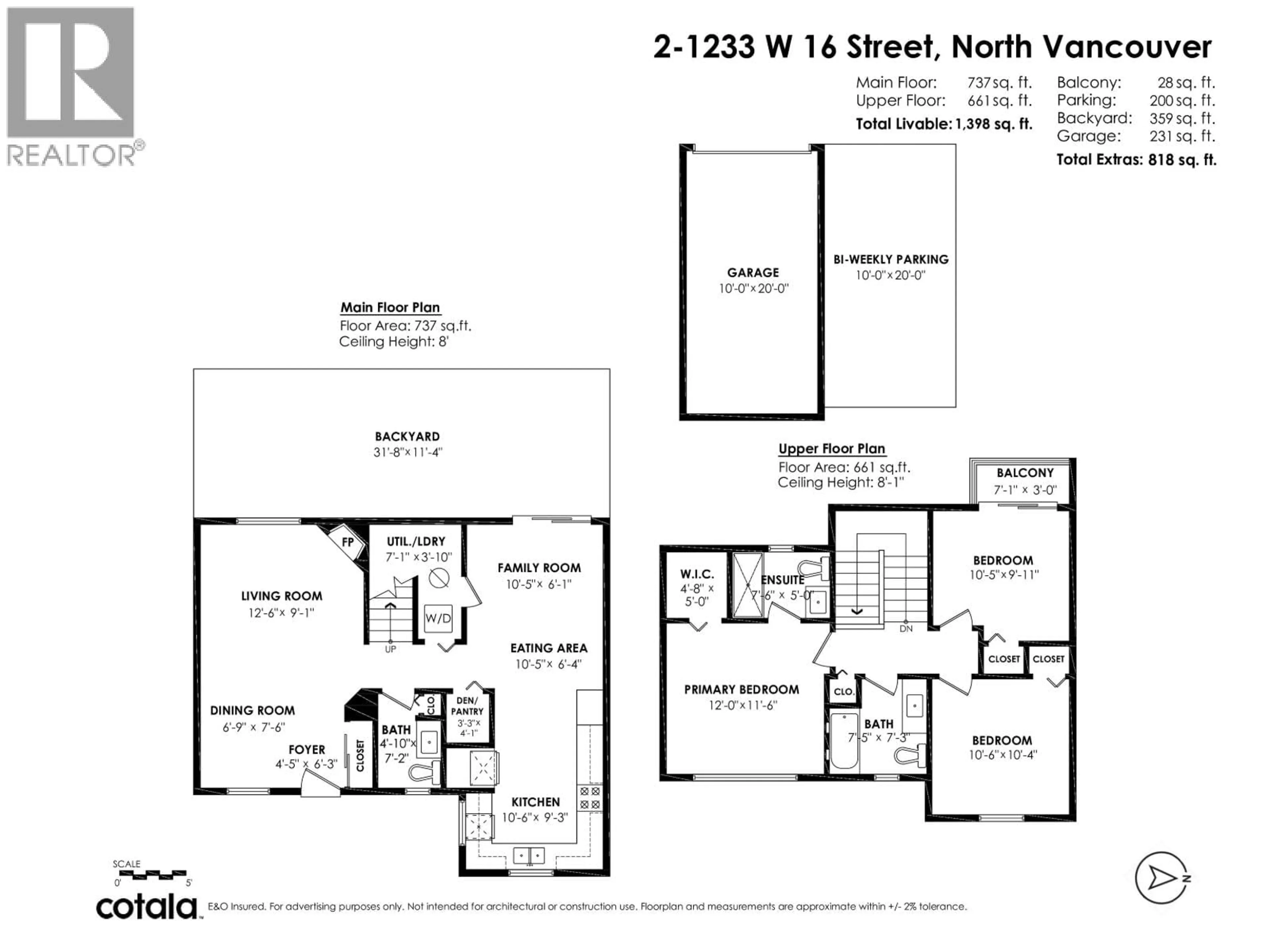 Floor plan for 2 - 1233 16TH STREET, North Vancouver British Columbia V7P1R5