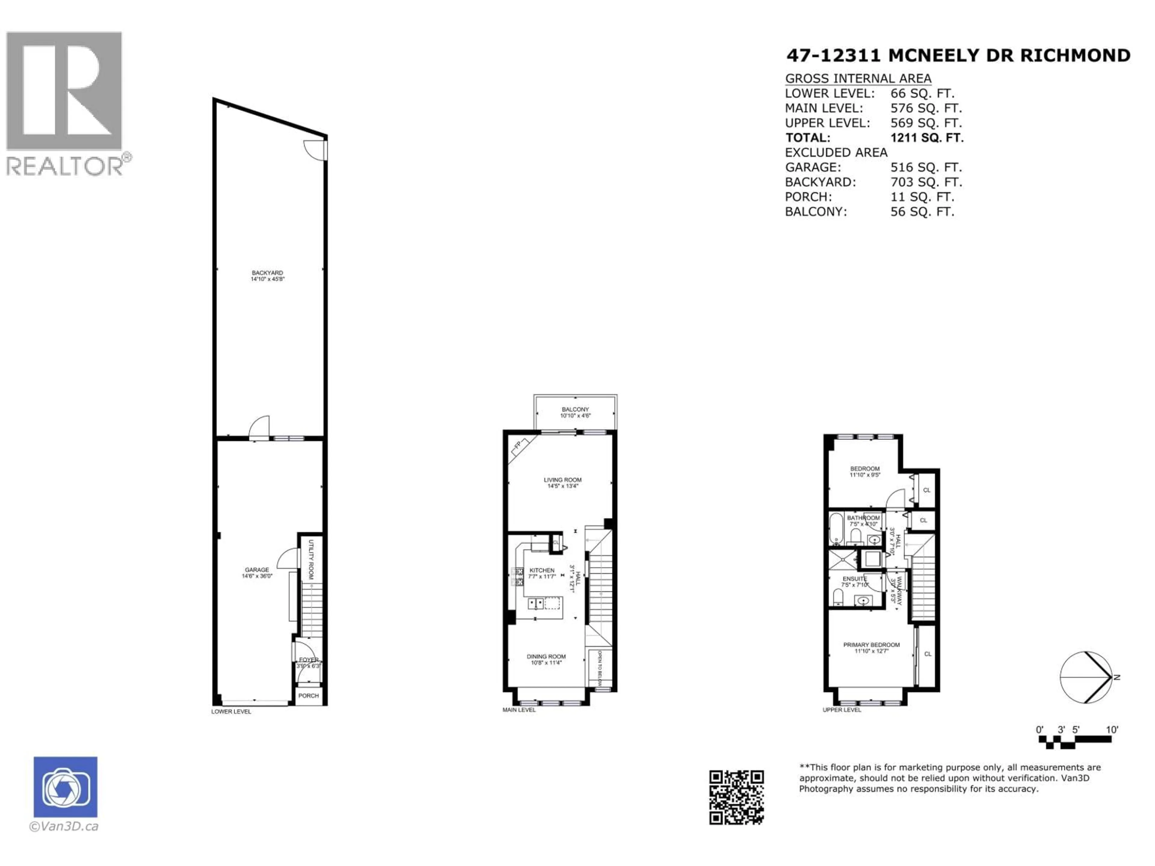 Floor plan for 47 - 12311 MCNEELY DRIVE, Richmond British Columbia V6V2S2