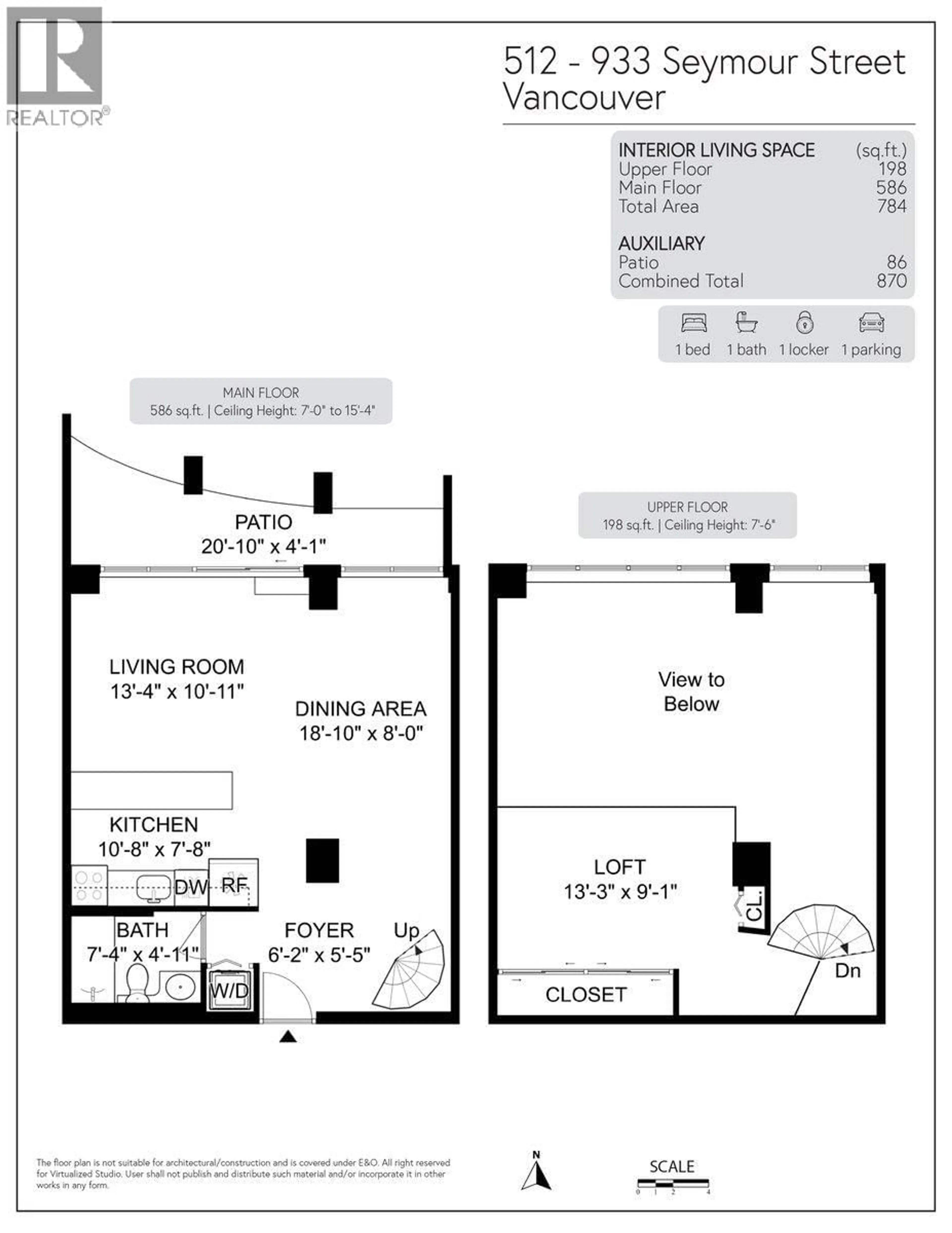 Floor plan for 512 - 933 SEYMOUR STREET, Vancouver British Columbia V6B6L6