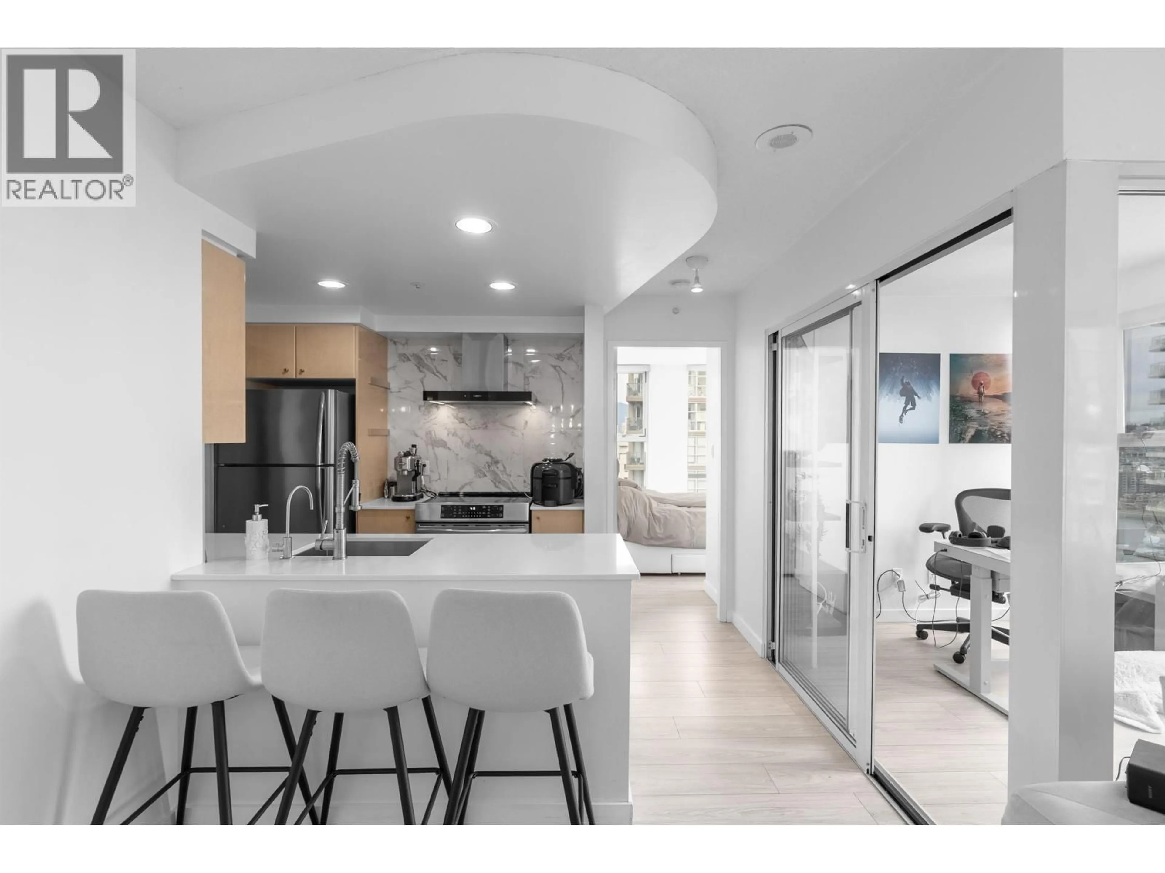 Open concept kitchen, ceramic/tile floor for 2605 - 1008 CAMBIE STREET, Vancouver British Columbia V6B6J7