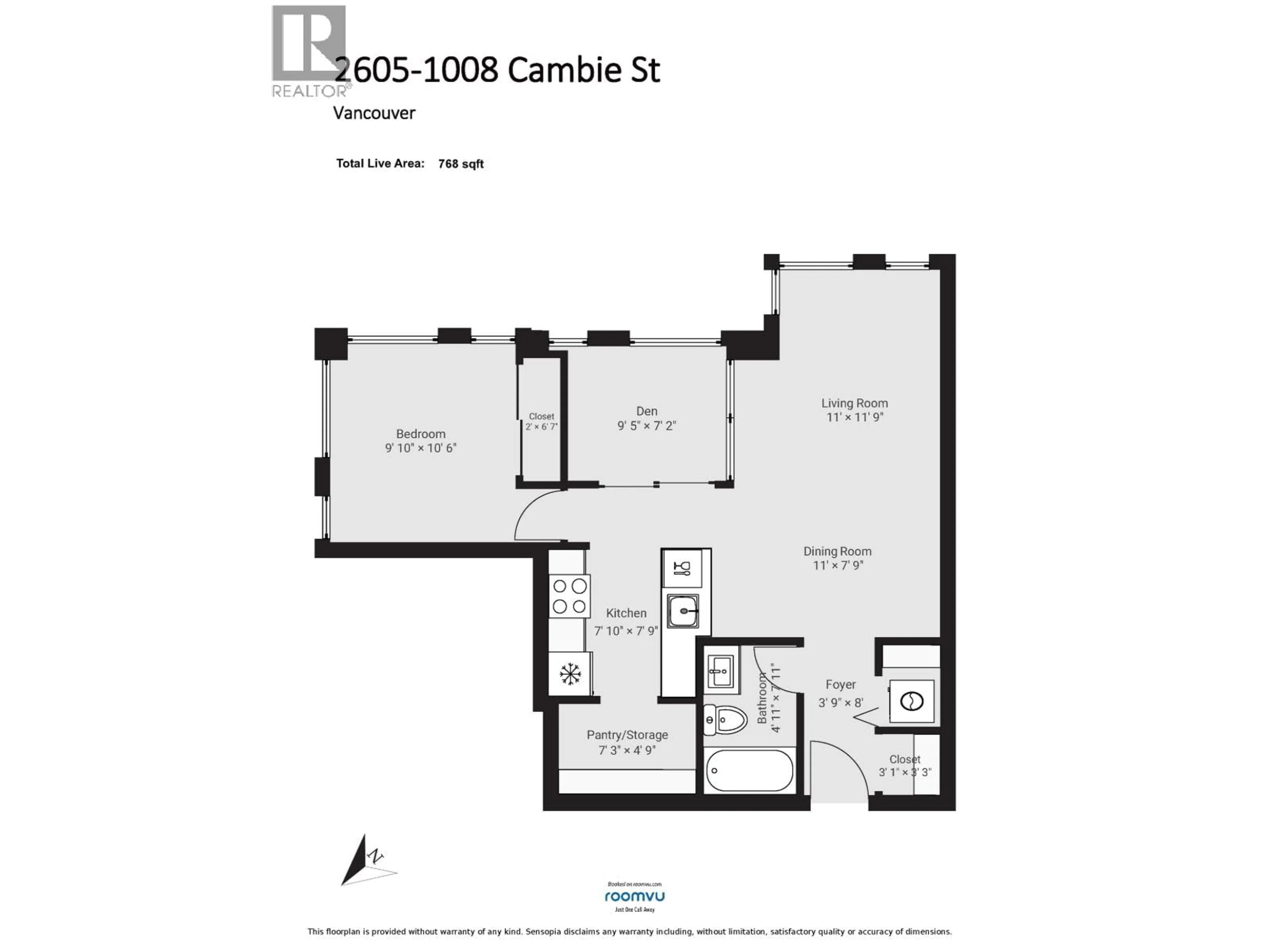 Floor plan for 2605 - 1008 CAMBIE STREET, Vancouver British Columbia V6B6J7