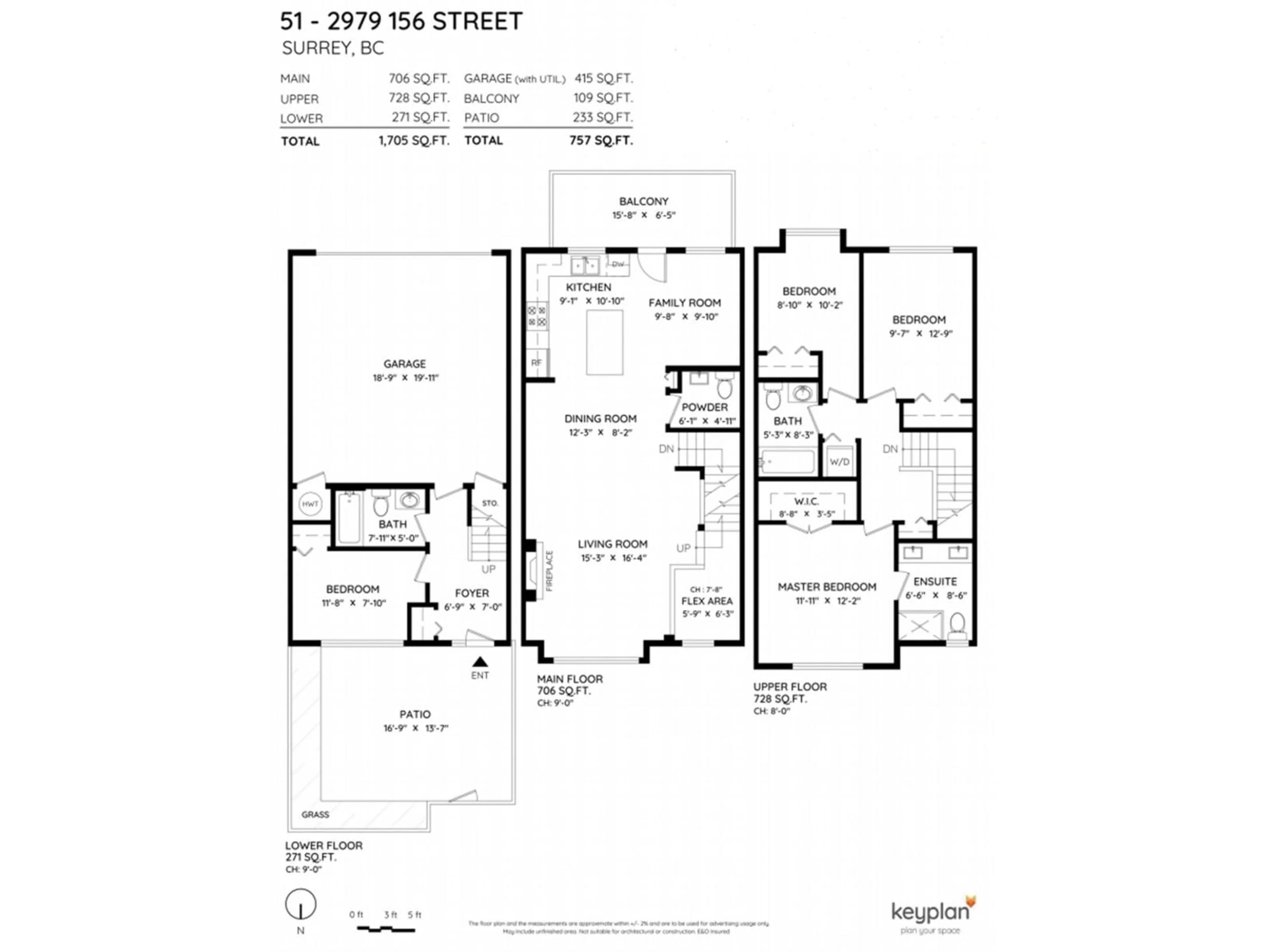 Floor plan for 51 - 2979 156 STREET, Surrey British Columbia V3Z8V8