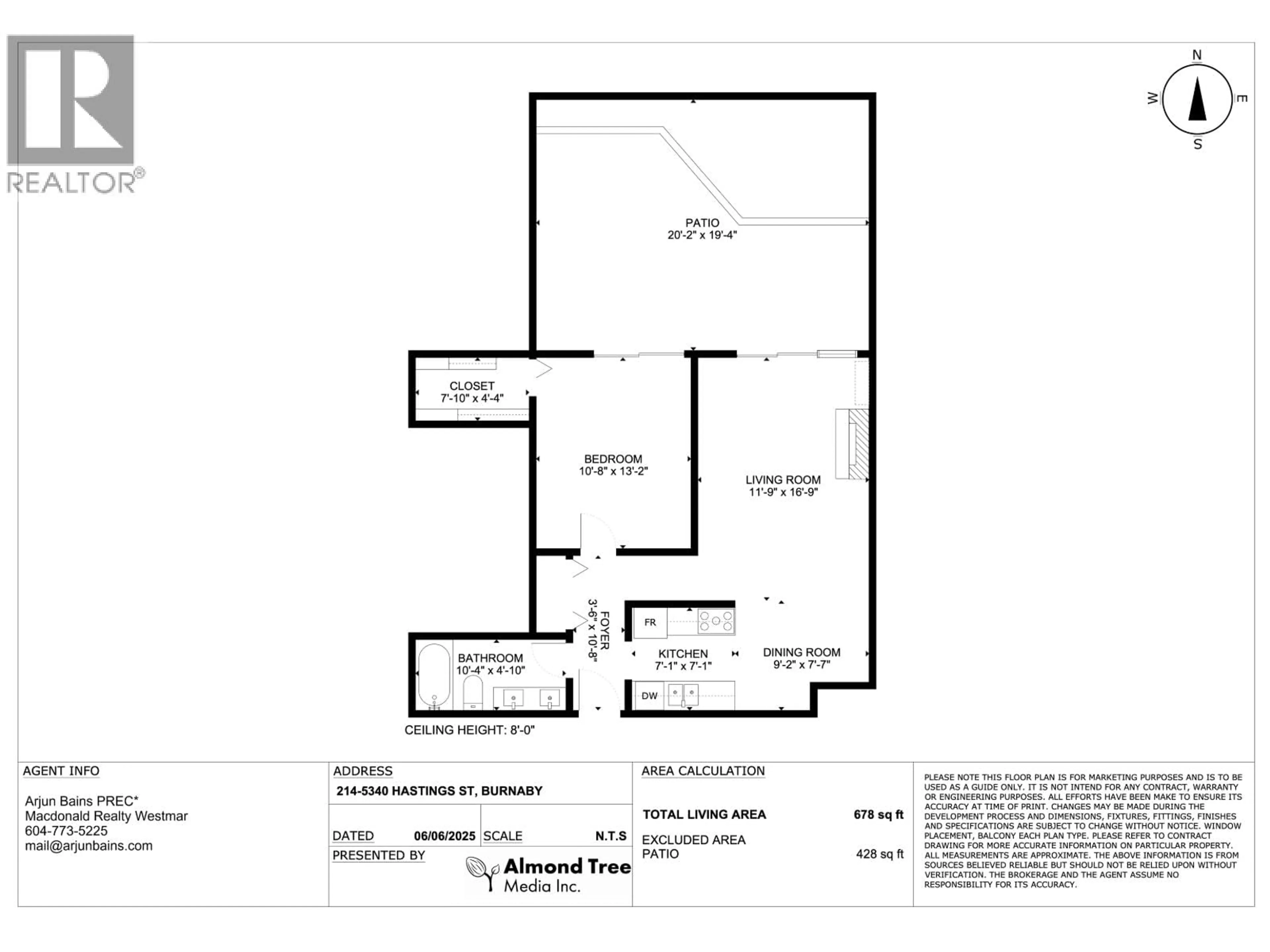 Floor plan for 214 - 5340 HASTINGS STREET, Burnaby British Columbia V5B1R1