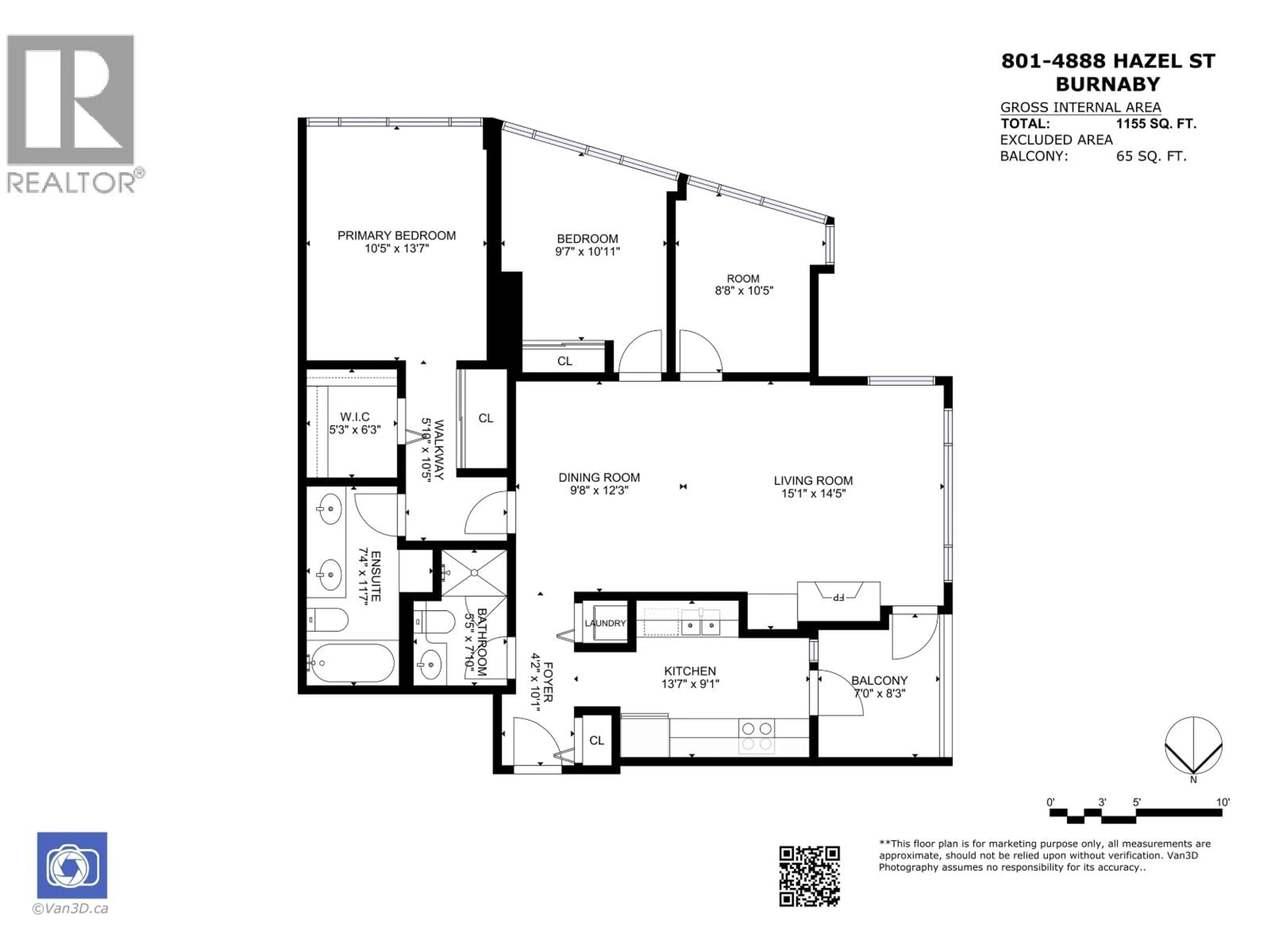 Floor plan for 801 - 4888 HAZEL STREET, Burnaby British Columbia V5H4T4