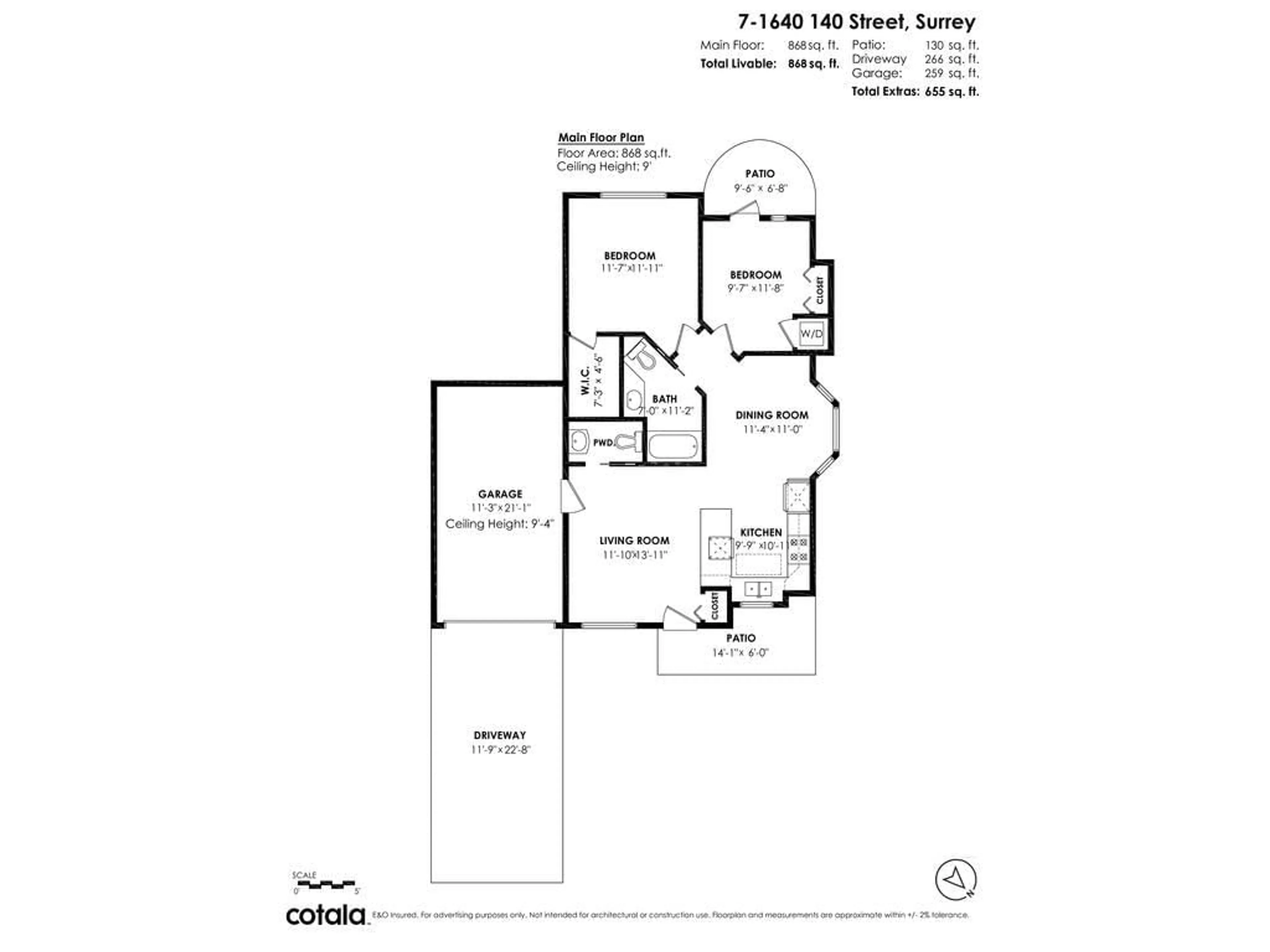 Floor plan for 7 - 1640 140 STREET, Surrey British Columbia V4A0A7