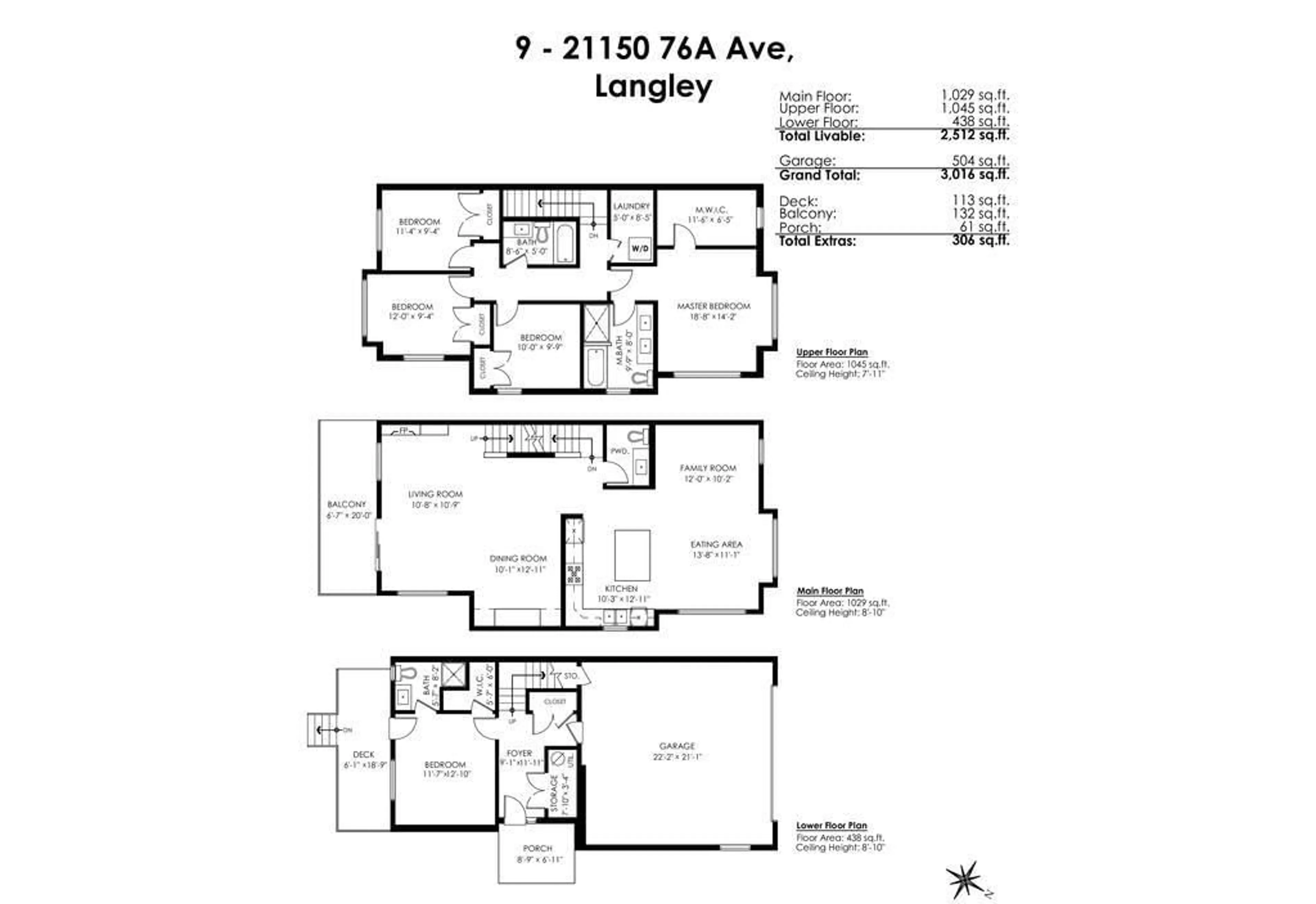 Floor plan for 9 - 21150 76A AVENUE, Langley British Columbia V2Y0V9