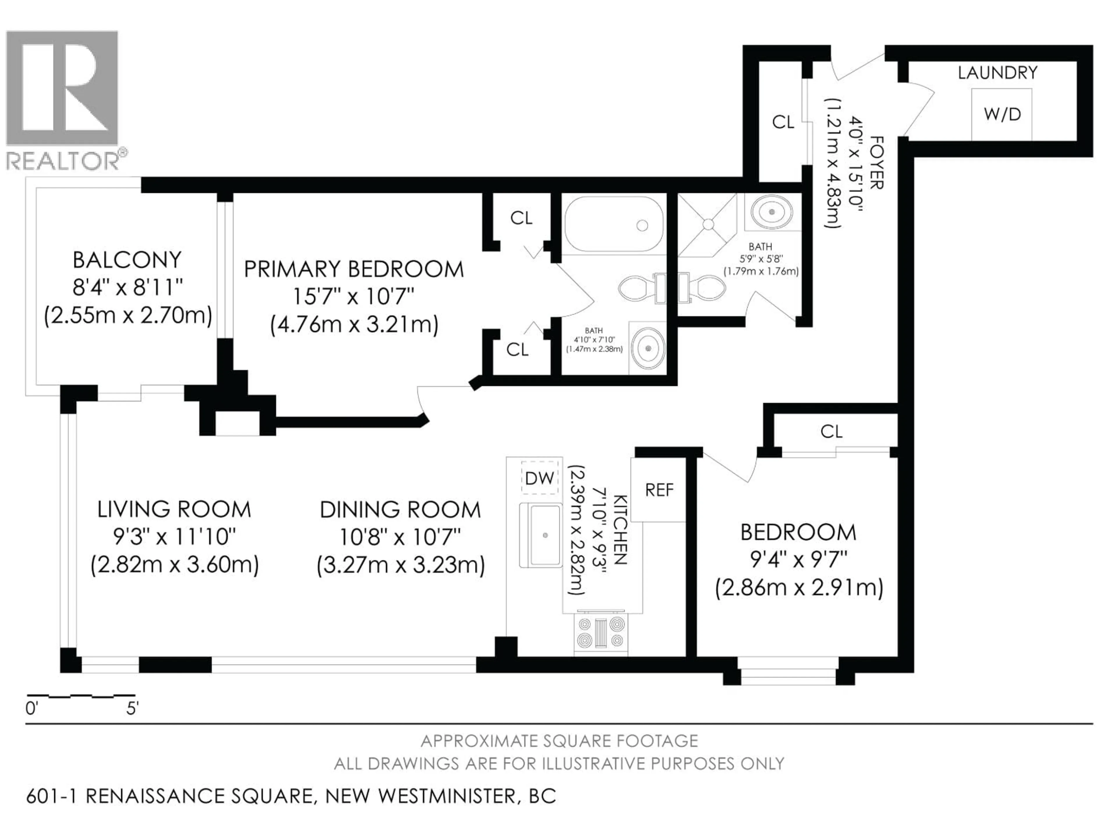 Floor plan for 601 - 1 RENAISSANCE SQUARE, New Westminster British Columbia V3M0B6