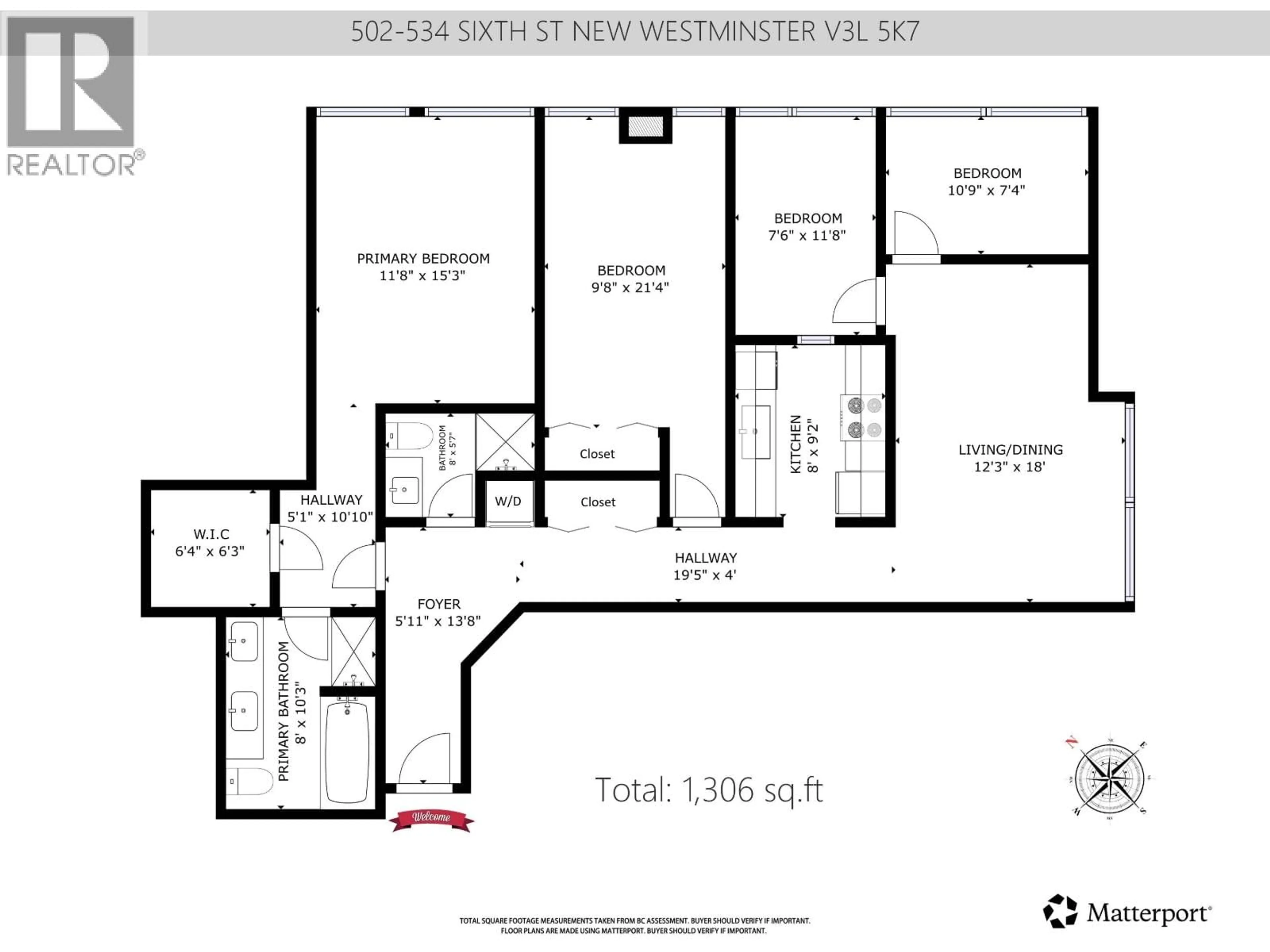 Floor plan for 502 - 534 SIXTH STREET, New Westminster British Columbia V3L5K7