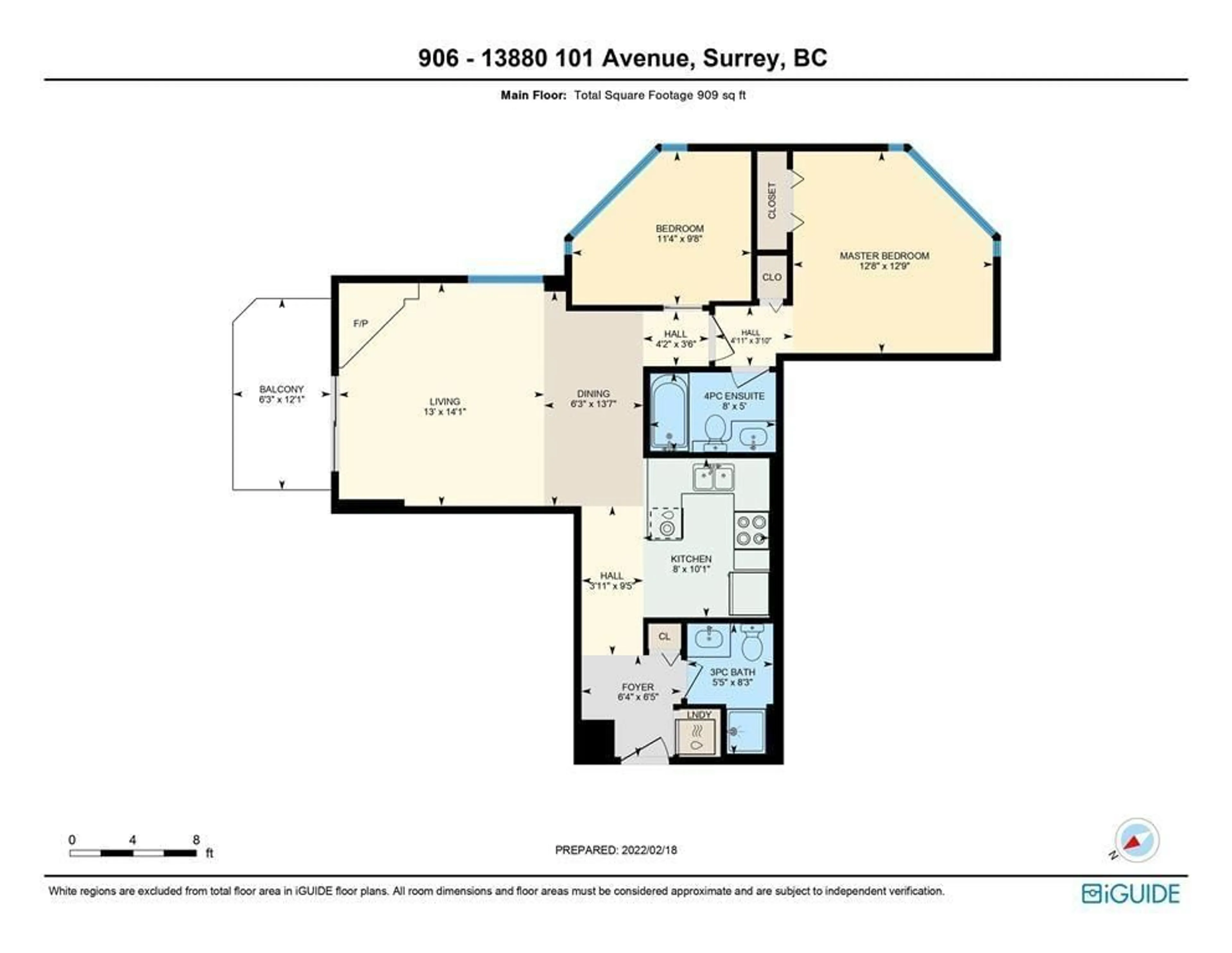 Floor plan for 906 - 13880 101 AVENUE, Surrey British Columbia V3T5T1