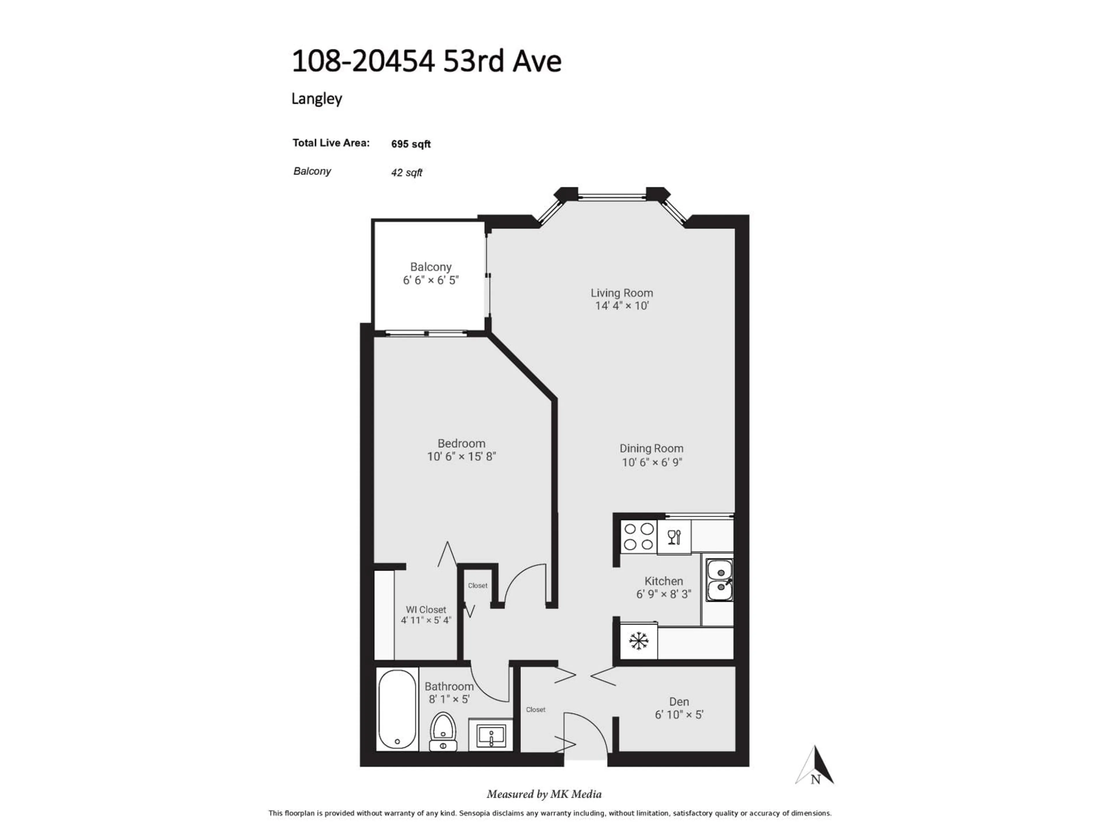 Floor plan for 108 - 20454 53 AVENUE, Langley British Columbia V3A7S1