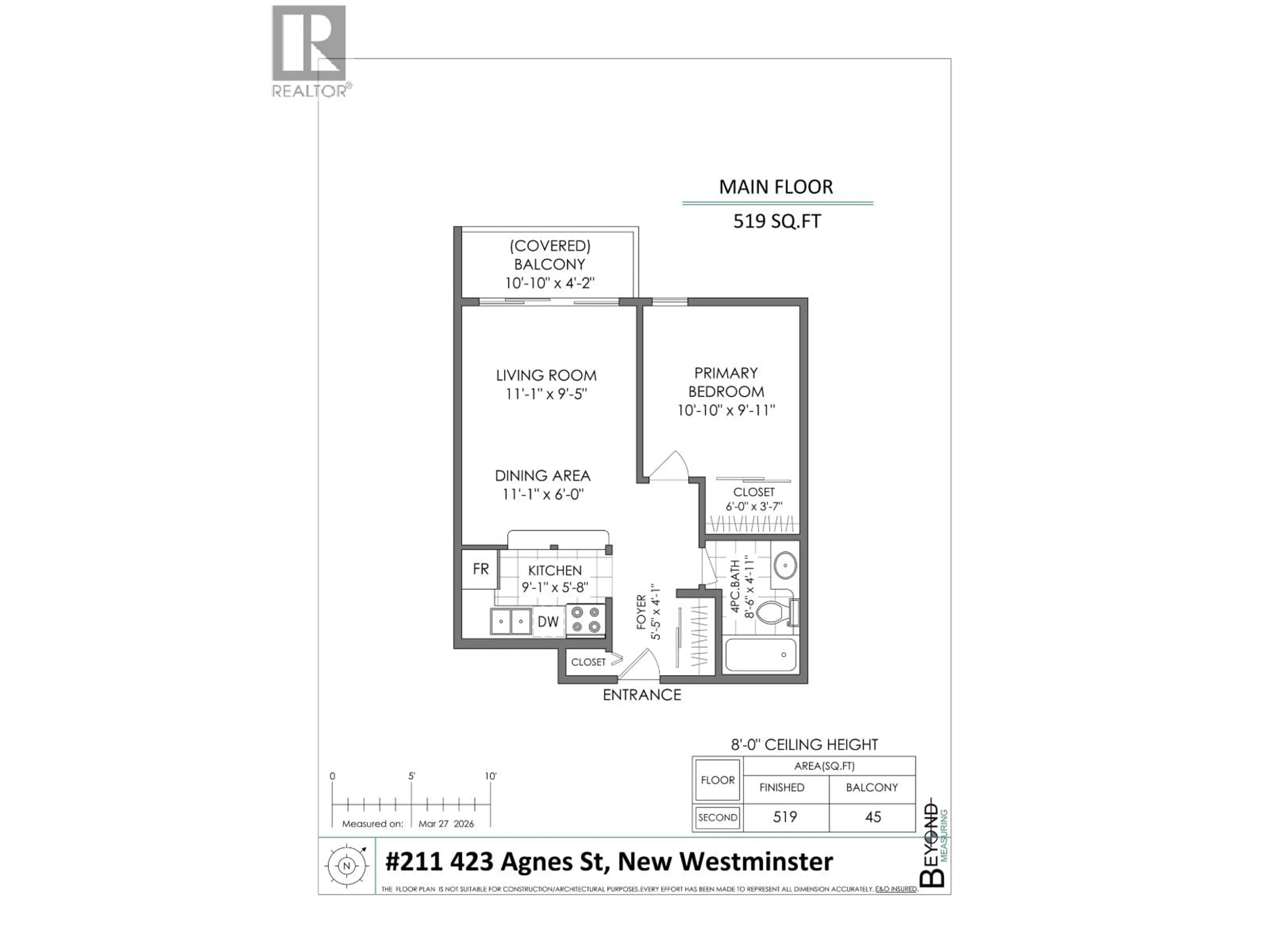 Floor plan for 211 - 423 AGNES STREET, New Westminster British Columbia V3L1G2