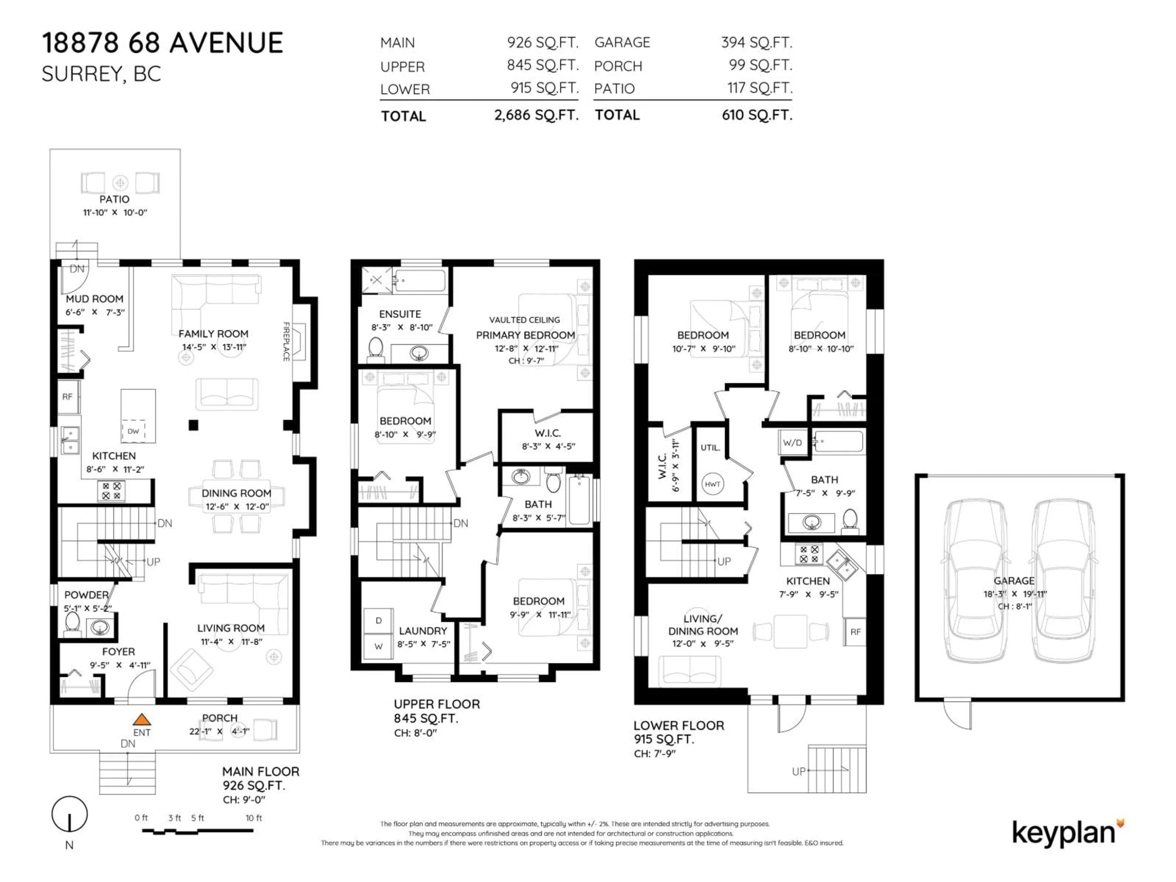 Floor plan for 18878 68TH AVENUE, Surrey British Columbia V4N5Z9