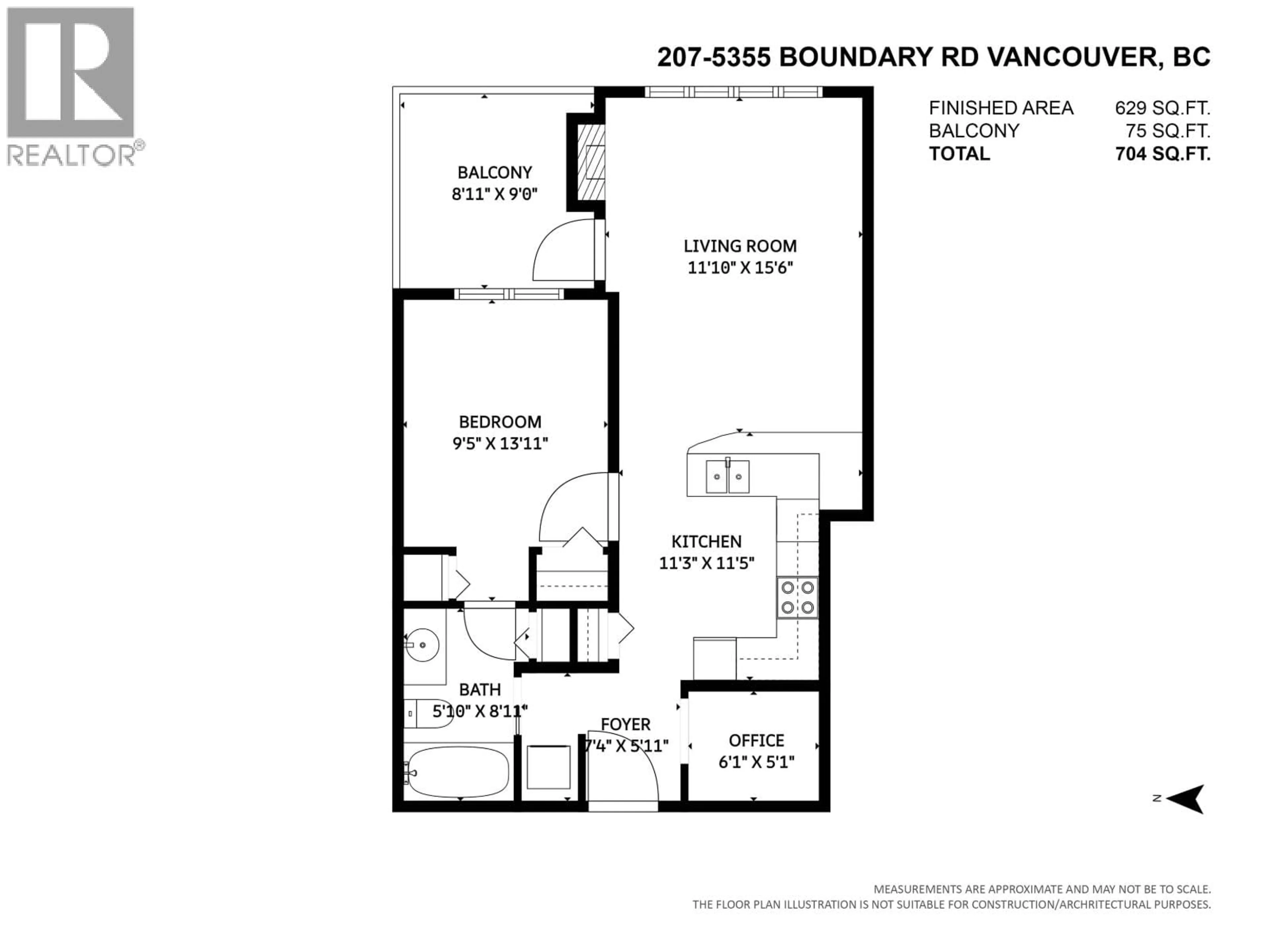 Floor plan for 207 - 5355 BOUNDARY ROAD, Vancouver British Columbia V5R6G2