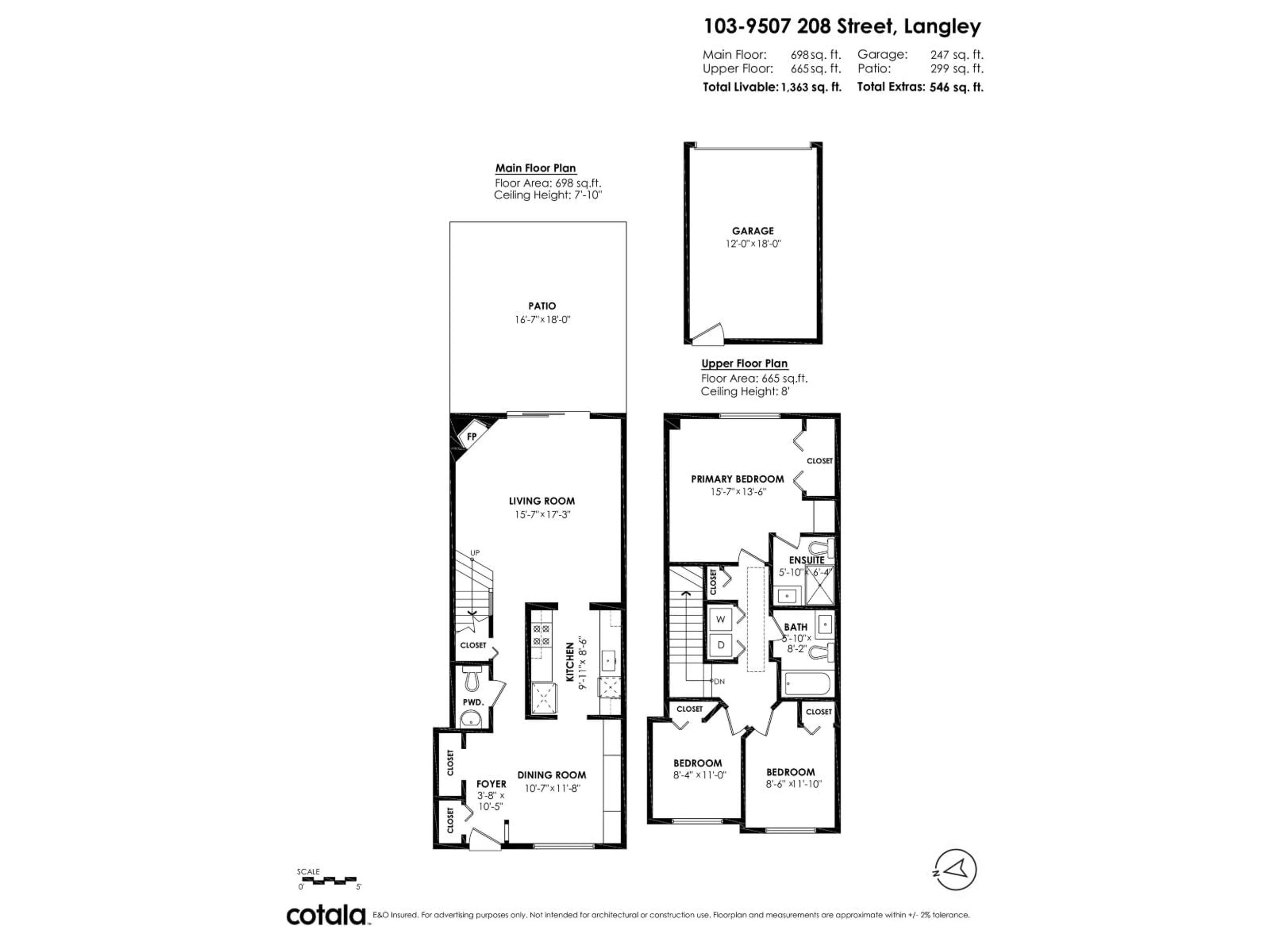 Floor plan for 103 - 9507 208 STREET, Langley British Columbia V1M2Z1