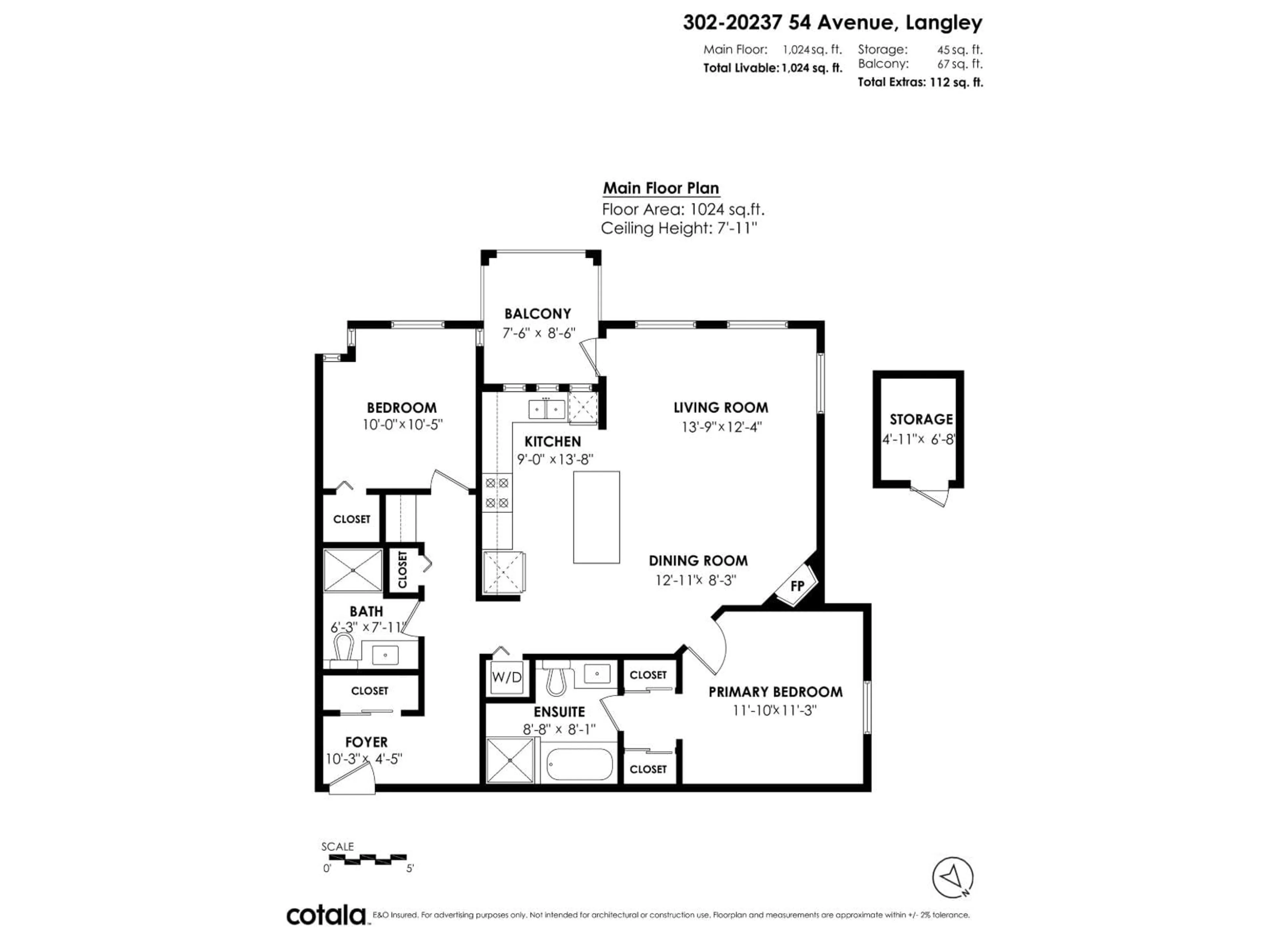 Floor plan for 302 - 20237 54 AVENUE, Langley British Columbia V3A3W2