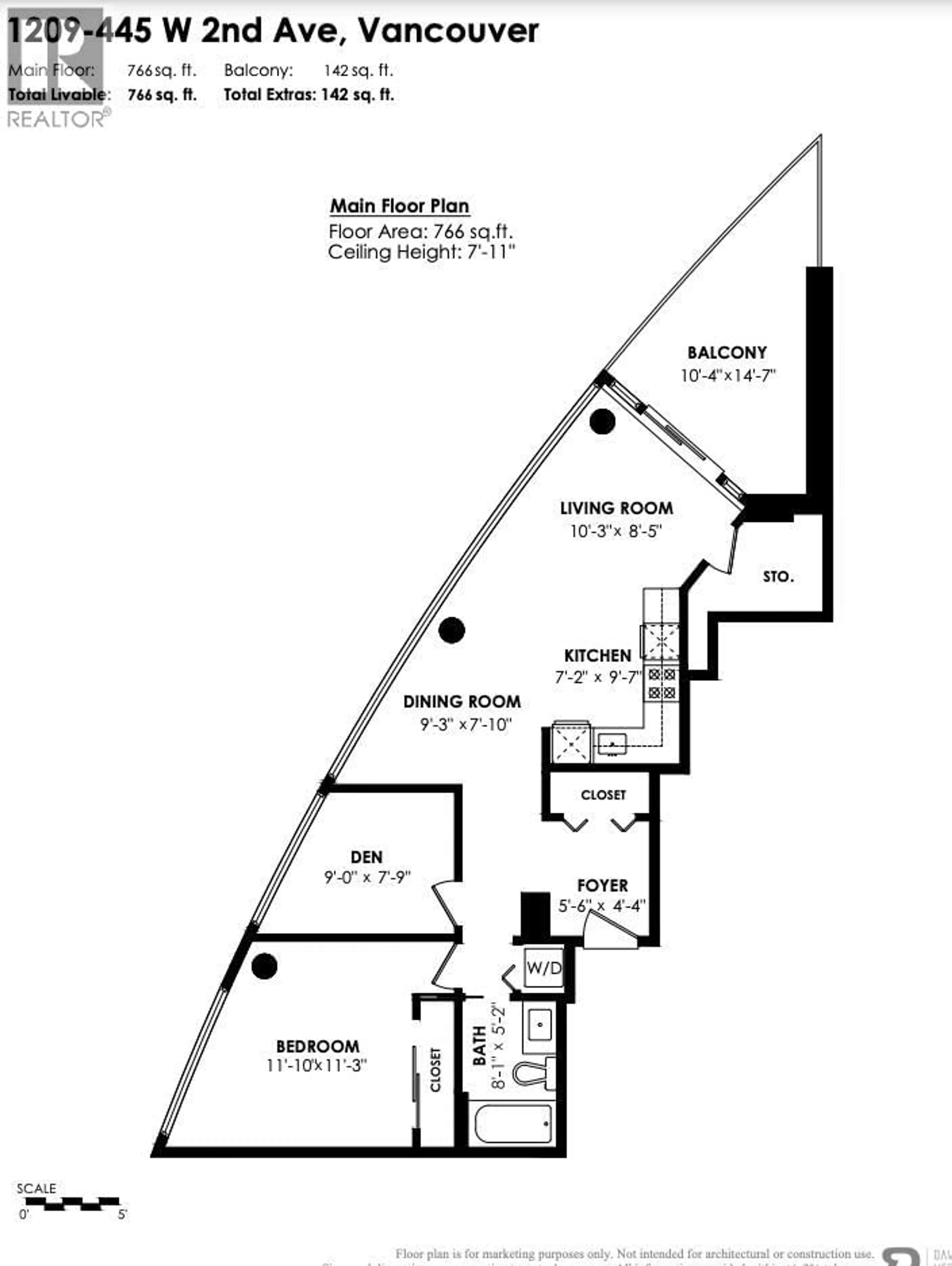 Floor plan for 1209 - 445 2ND AVENUE, Vancouver British Columbia V5Y0E8