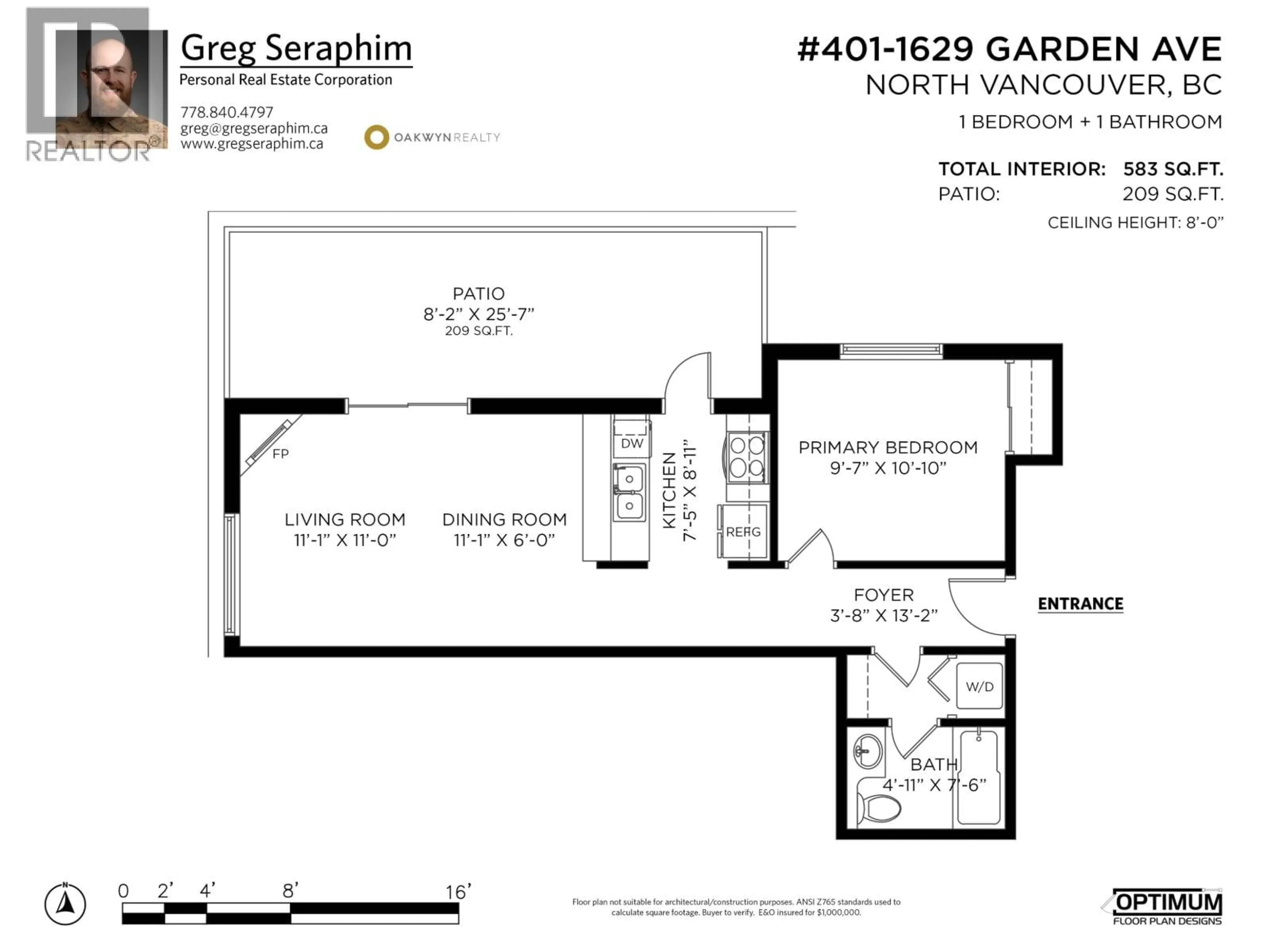 Floor plan for 401 - 1629 GARDEN AVENUE, North Vancouver British Columbia V7P3A6