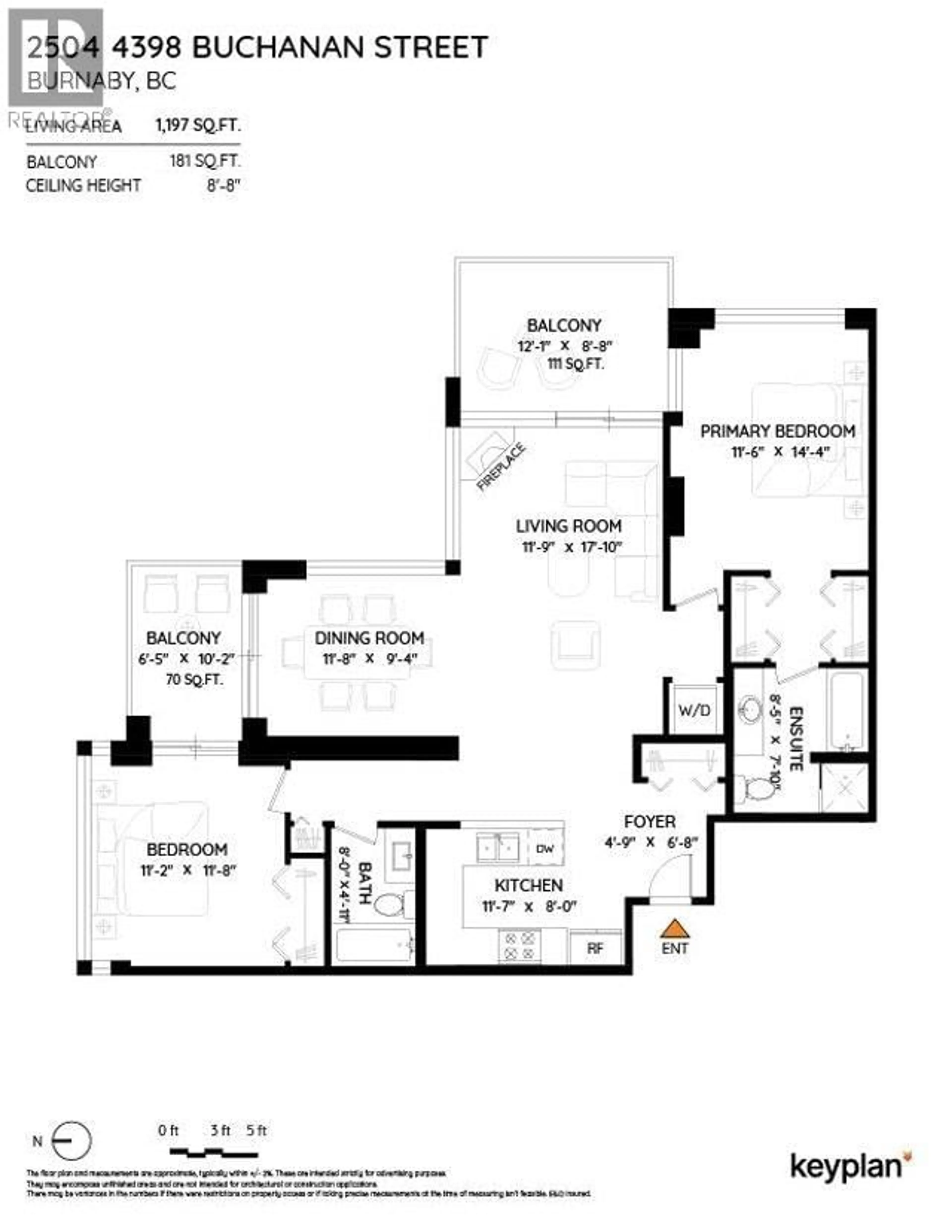 Floor plan for 2504 - 4398 BUCHANAN STREET, Burnaby British Columbia V5C6R7
