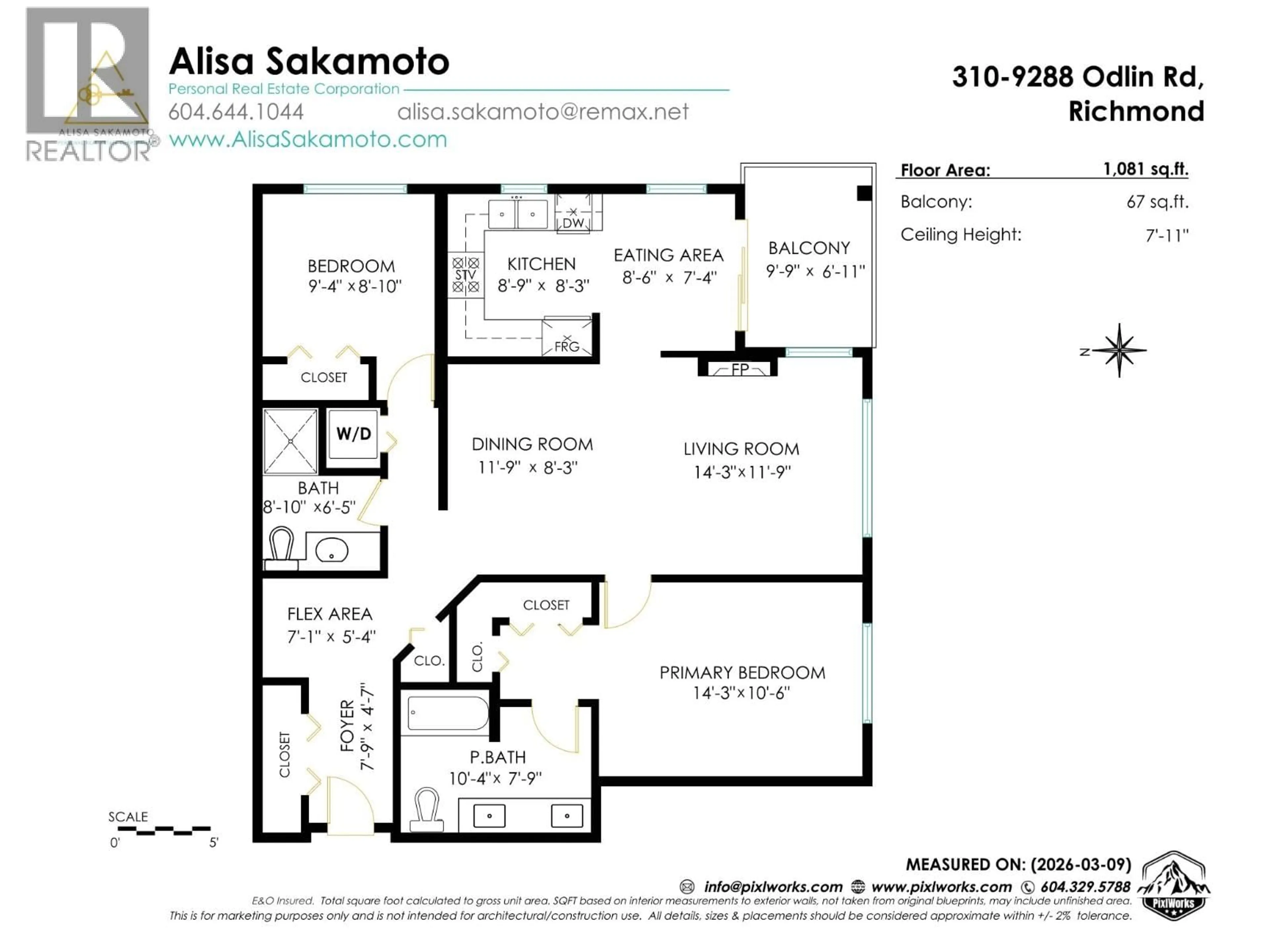 Floor plan for 310 - 9288 ODLIN ROAD, Richmond British Columbia V6X0C3