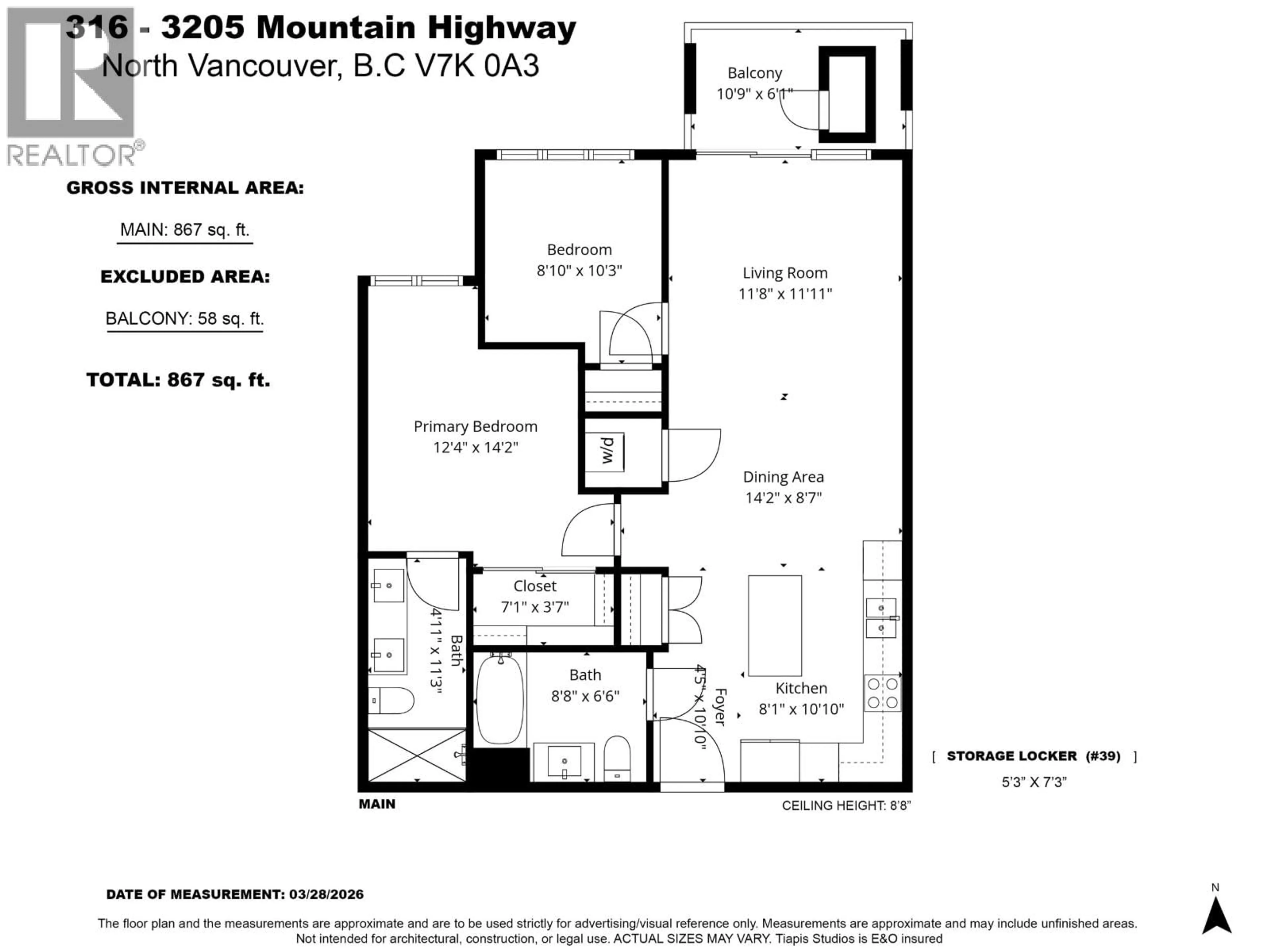 Floor plan for 316 - 3205 MOUNTAIN HIGHWAY, North Vancouver British Columbia V7K0A3