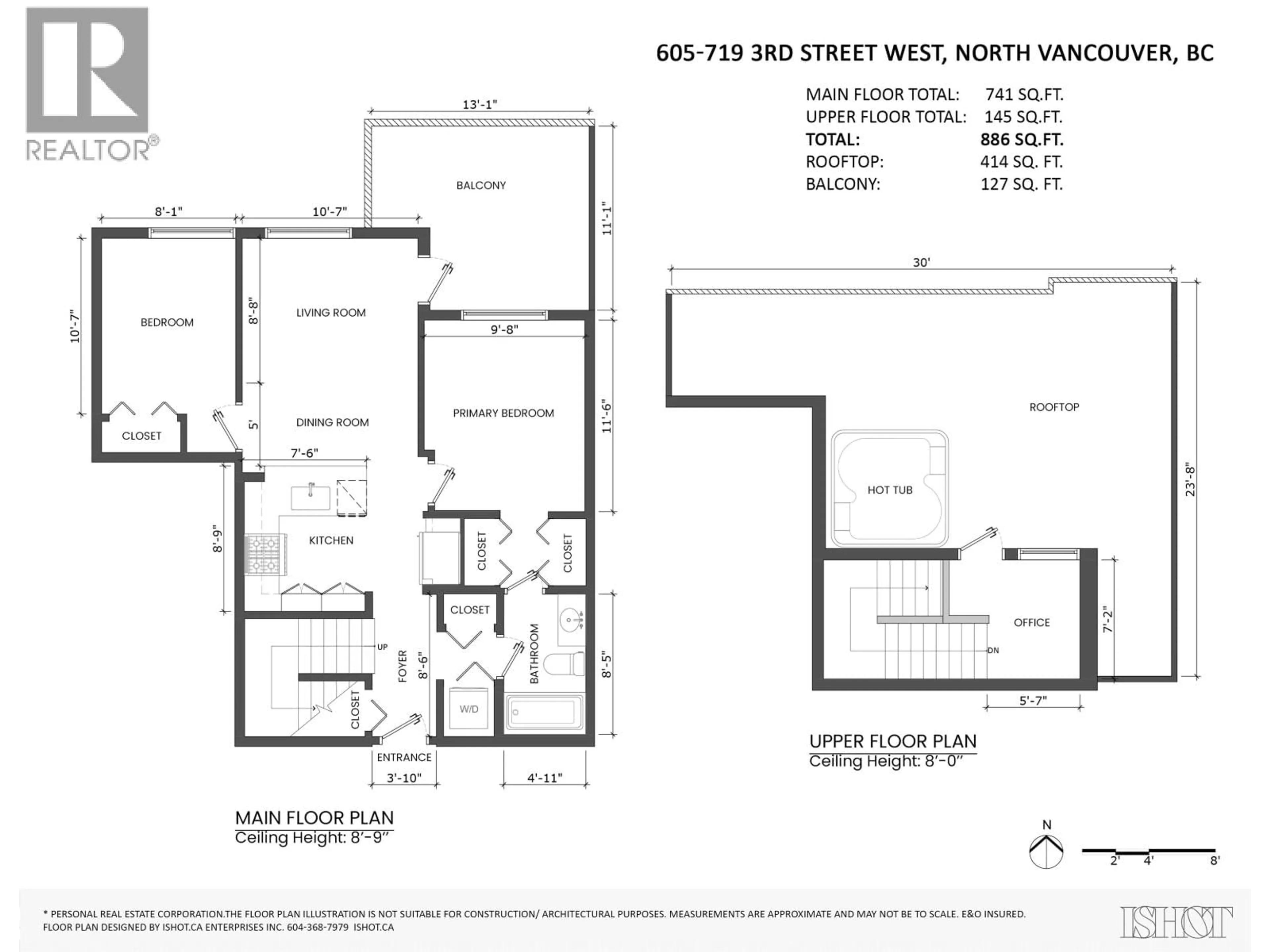 Floor plan for 605 - 719 3RD STREET, North Vancouver British Columbia V7M0E7